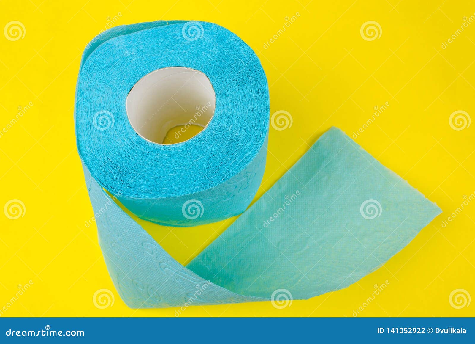 Roll of blue toilet paper stock photo. Image of concept 141052922