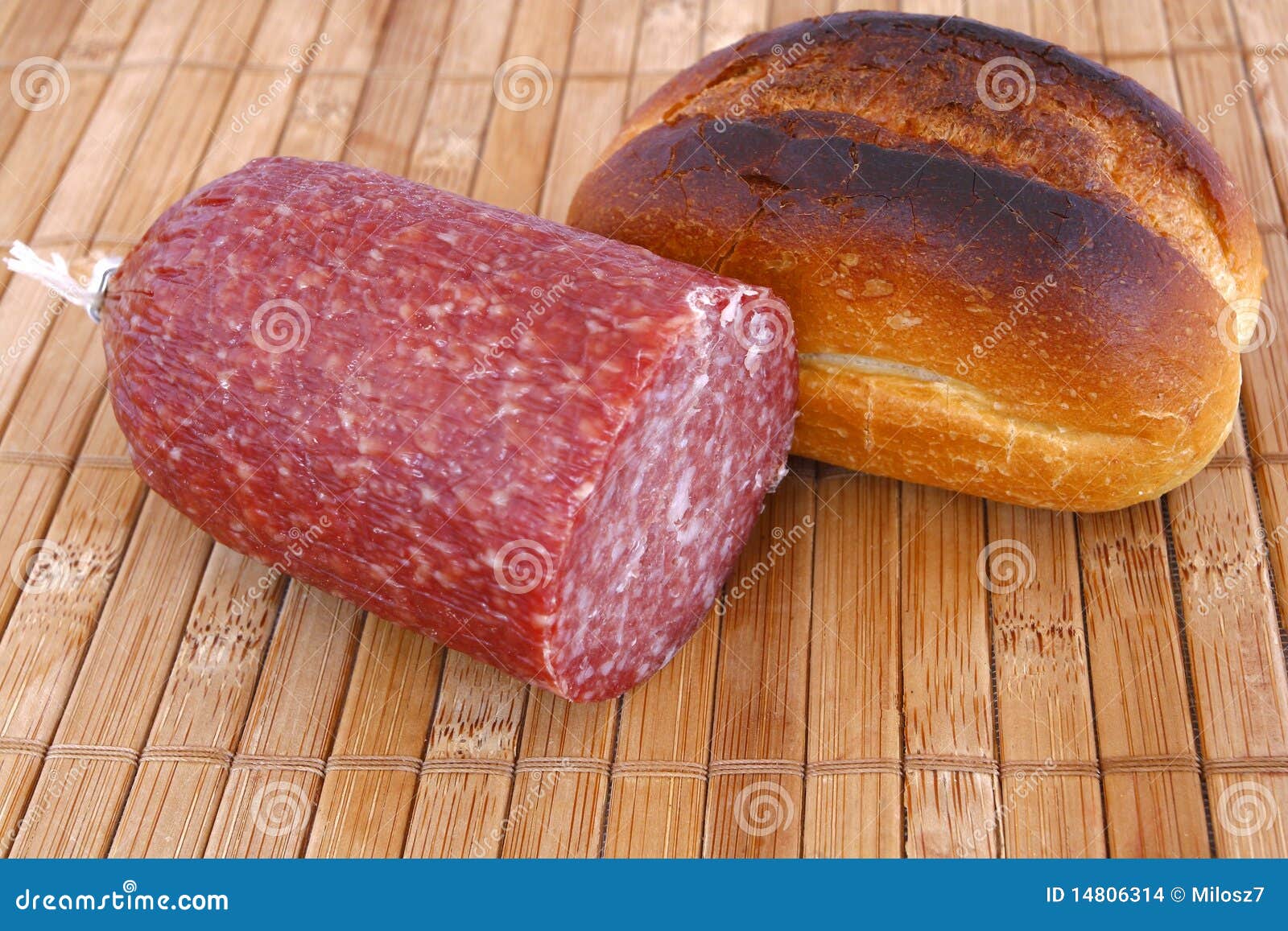 Roll bread and salami stock photo. Image of meat, dieting 14806314