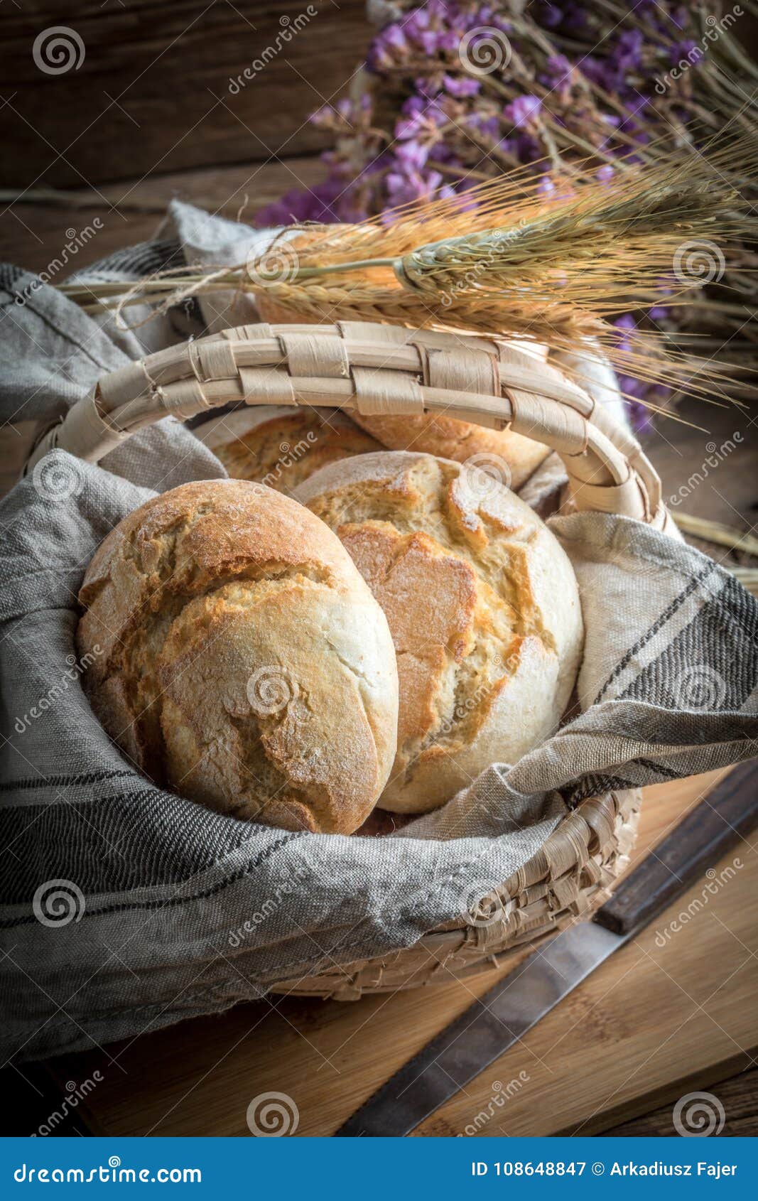 Roll Breads in Basket on Table. Stock Image Image of roll, homemade