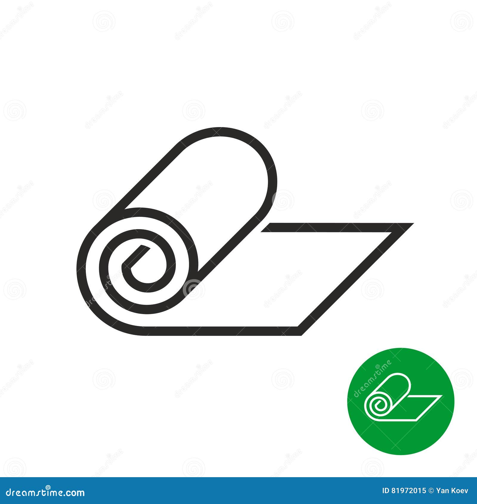 roll of camping or fitness carpet icon