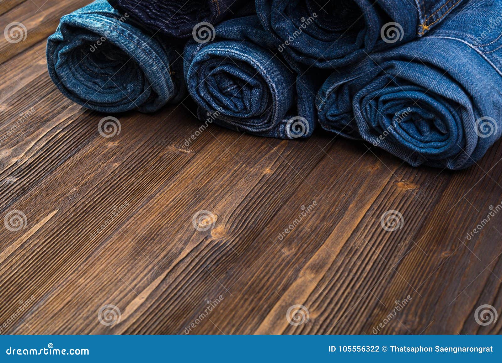 Roll Frayed Jeans or Blue Jeans Denim Collection on Rough Dark W Stock ...