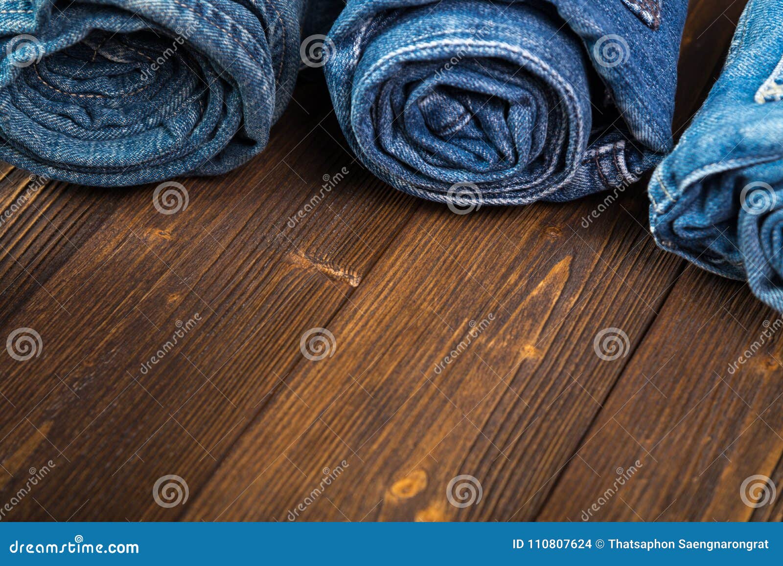 Roll Frayed Jeans or Blue Jeans Denim Collection on Rough Dark W Stock ...