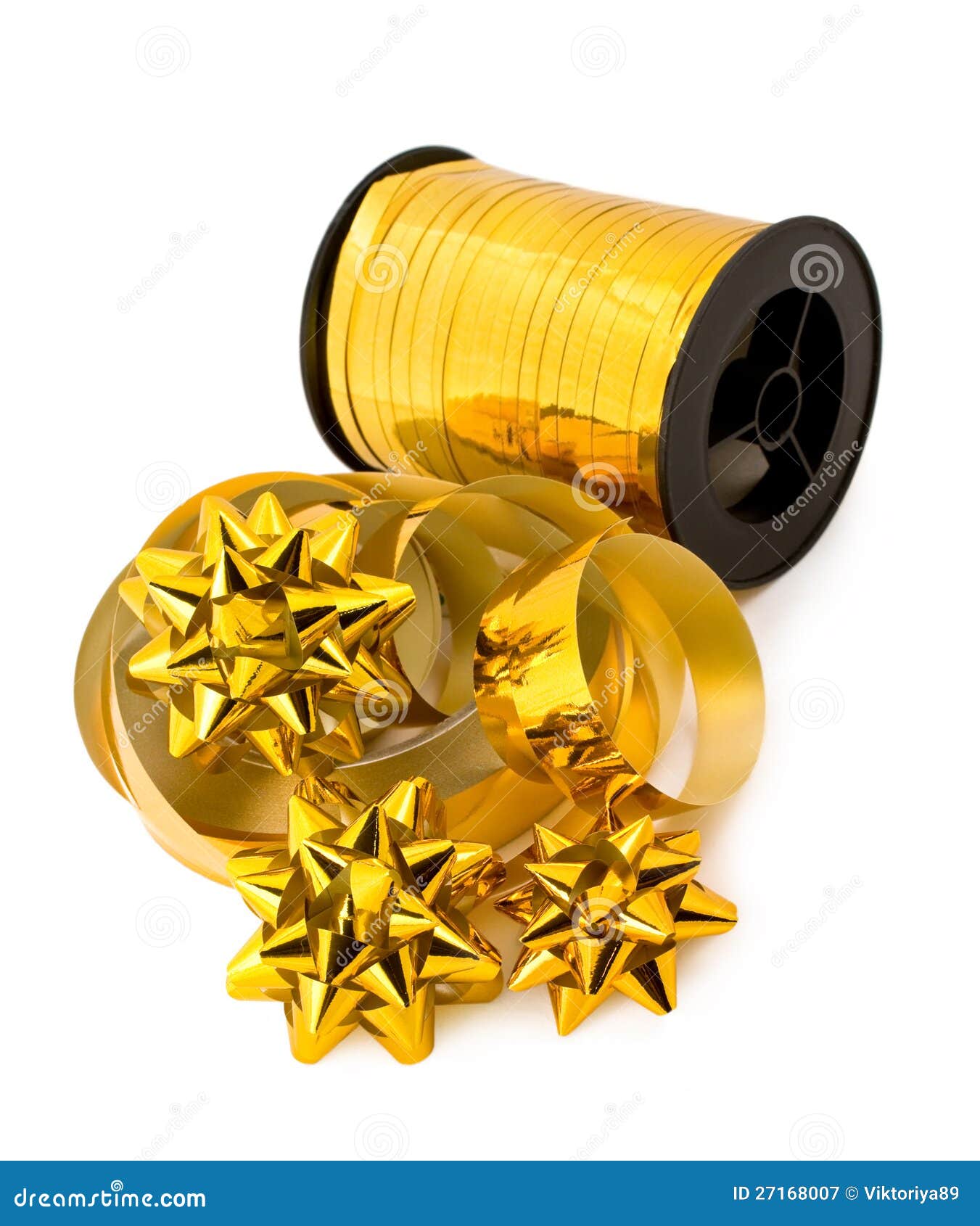 Roll of Golden Ribbons and Bows Stock Image Image of seasonal, celebration 27168007