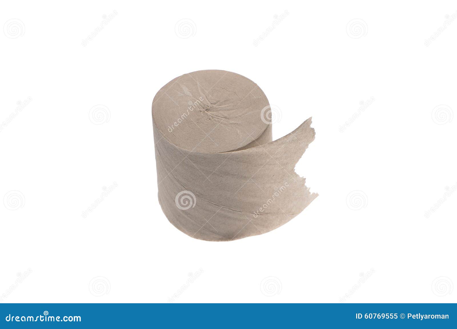 A Roll of Gray Toilet Paper Isolated on White Background Stock Image
