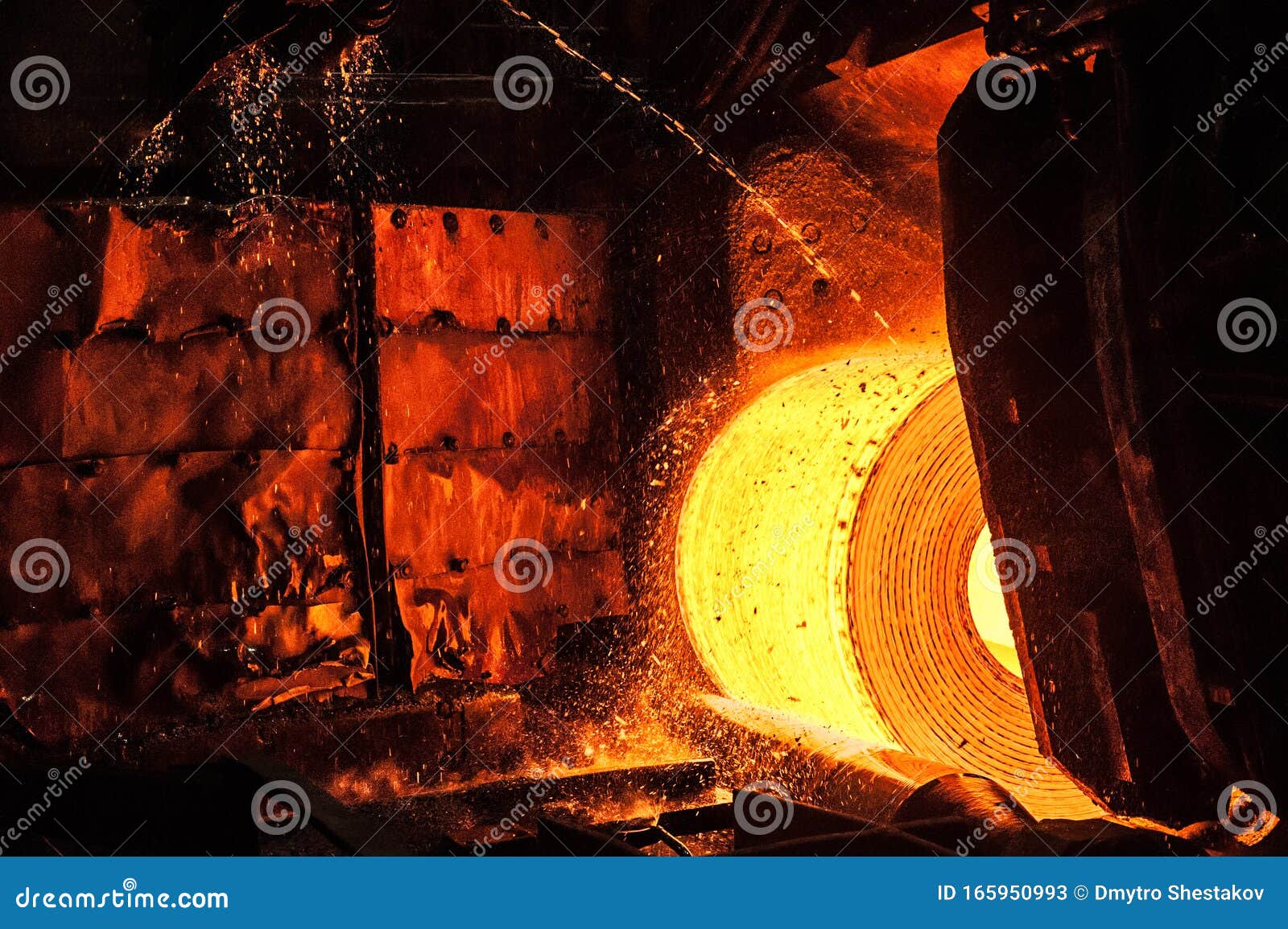 Roll of Hot Metal on the Conveyor Belt Stock Image Image of belt