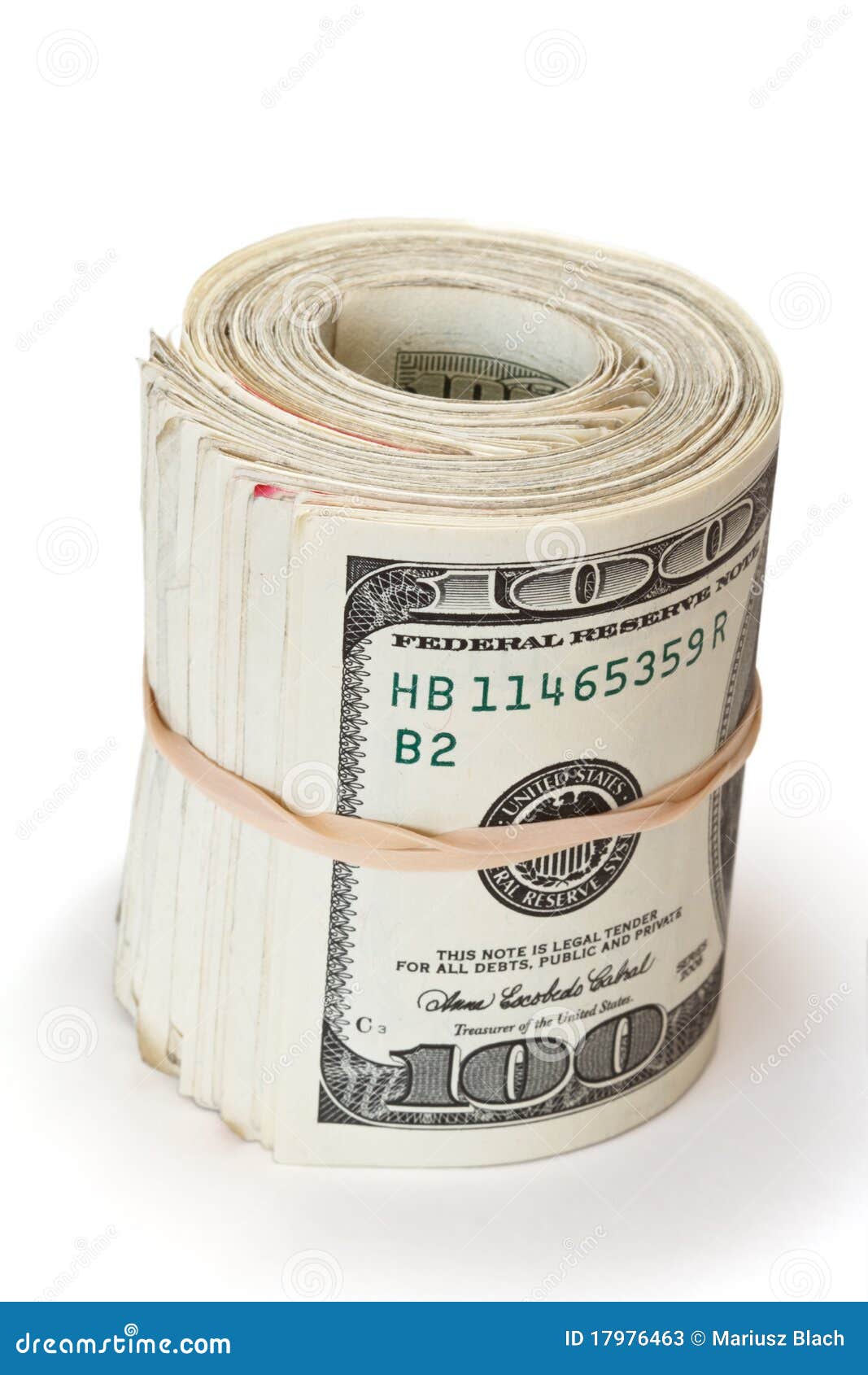 Roll of hundred dollars stock image. Image of currency 17976463