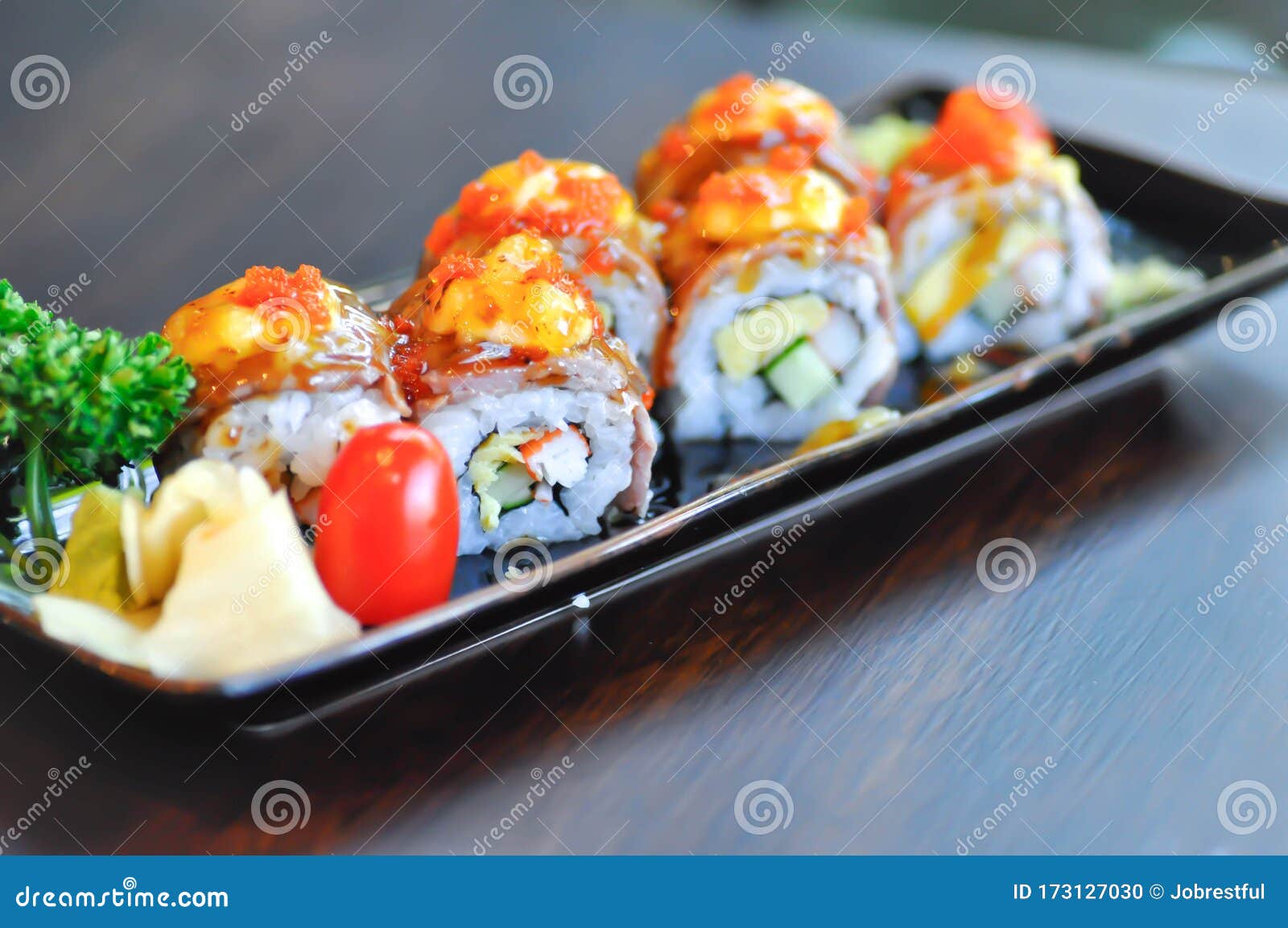 Japanese Roll, Maki or Beef Roll Stock Photo Image of pork, japanese 173127030