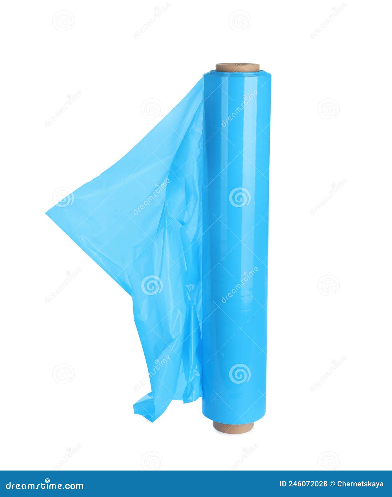 Roll of Light Blue Stretch Wrap Isolated on White Stock Photo - Image ...