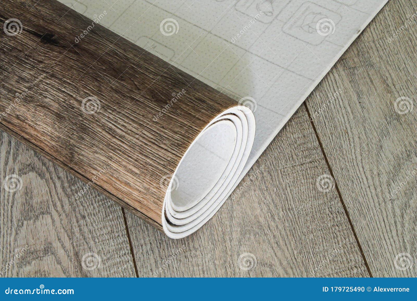 Roll of Linoleum with a Wood Texture. Types of Floor Coverings Stock ...