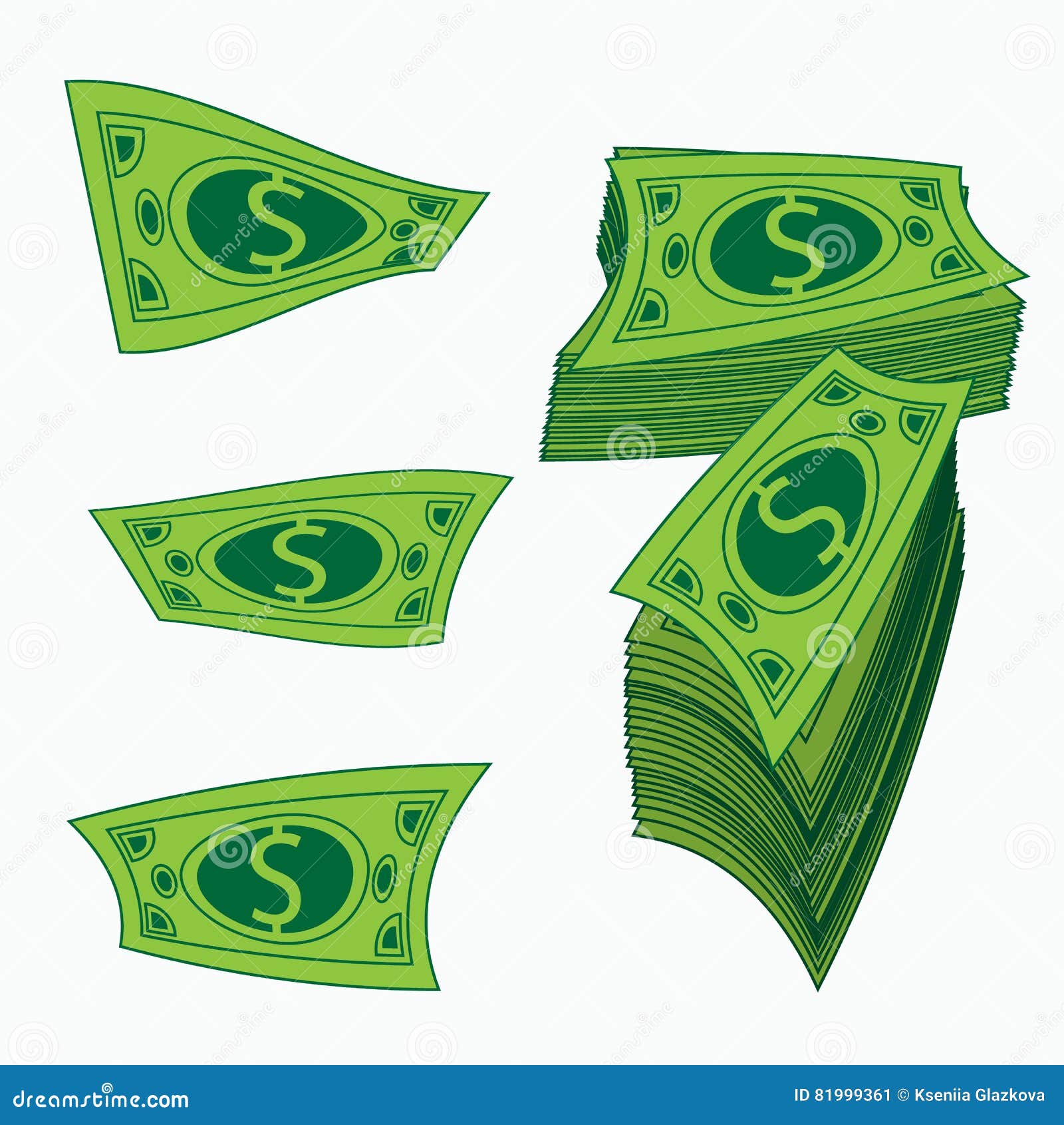 Roll Of Money. Paper Dollars. Vector Design. The Monetary Illustration