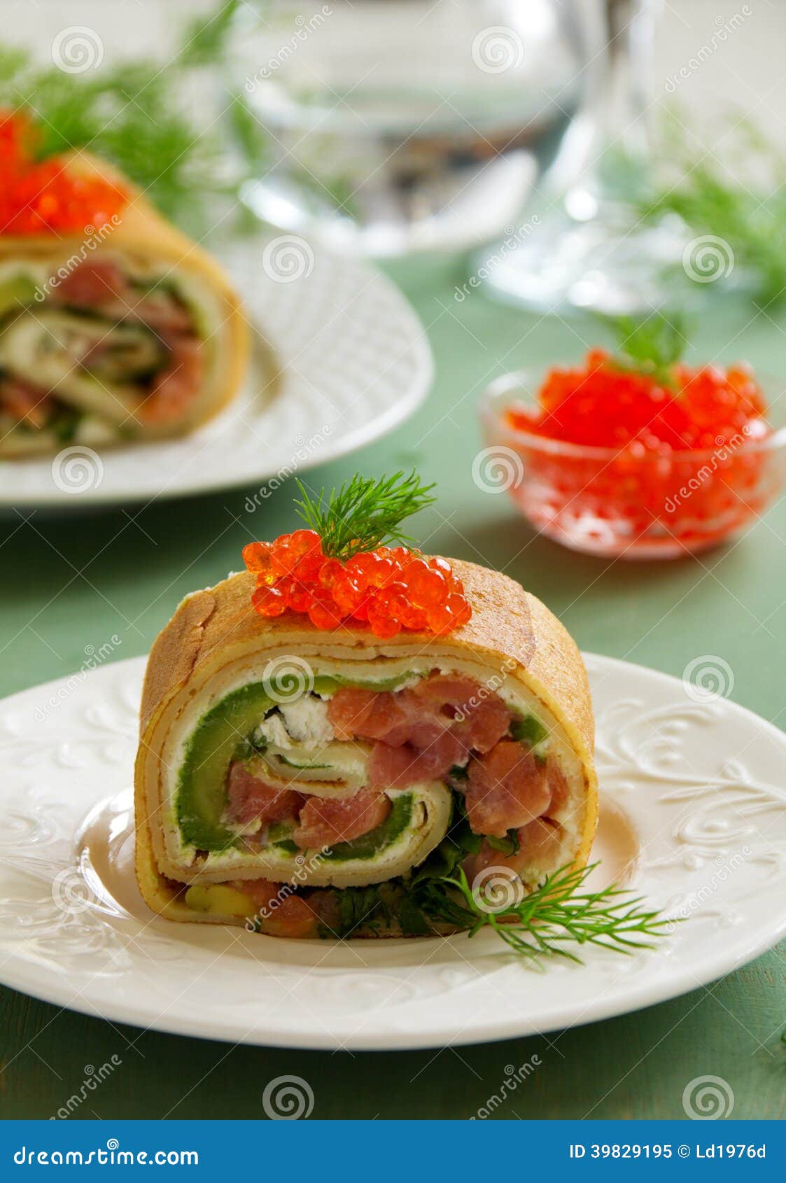 Roll Pancakes with Red Fish Stock Image Image of serviette, gourmet 39829195