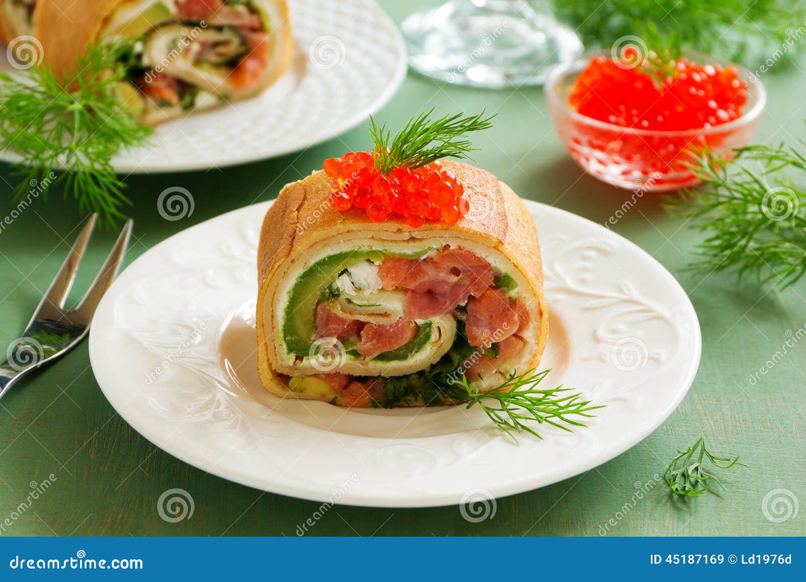Roll Pancakes with Red Fish Stock Image Image of east, healthy 45187169