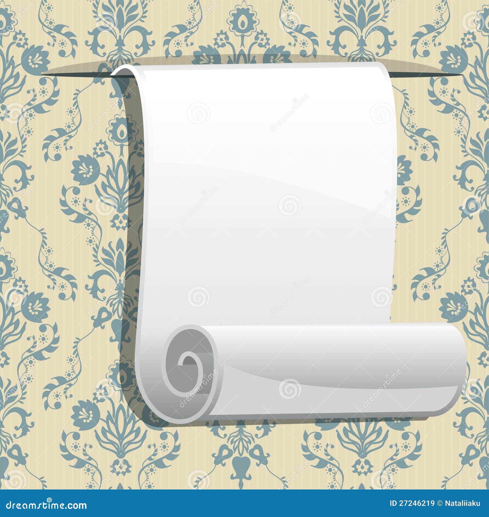 Roll of Paper on Seamless Wallpaper Stock Vector Illustration of blue, background 27246219