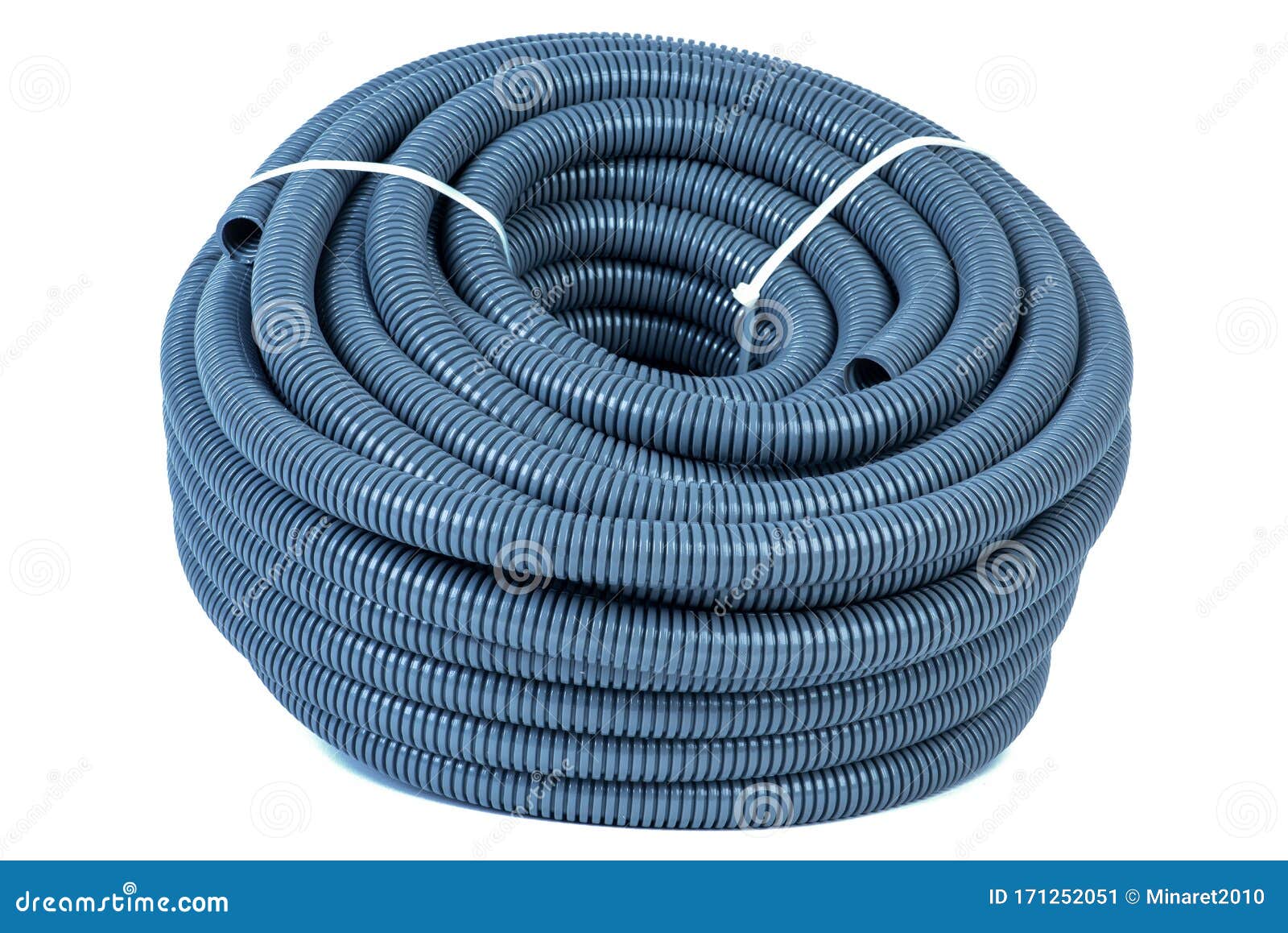 Roll of Plastic Corrugated Pipe for Electrical Installation Isolated on