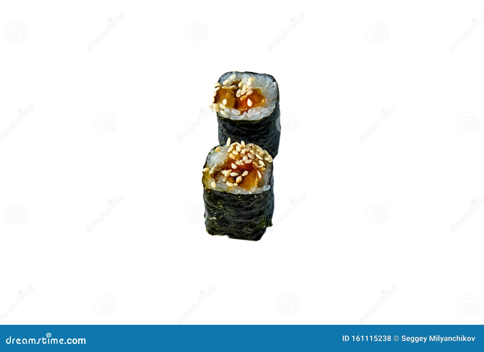 Roll with Salmon Rice and Avocado in Nori. Stock Photo Image of food