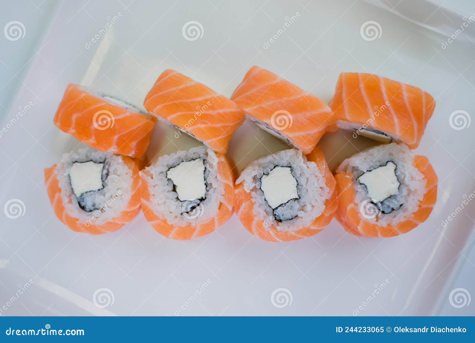 Roll with Salmon and White Rice and Cream Cheese Stock Image Image of asian, japan 244233065