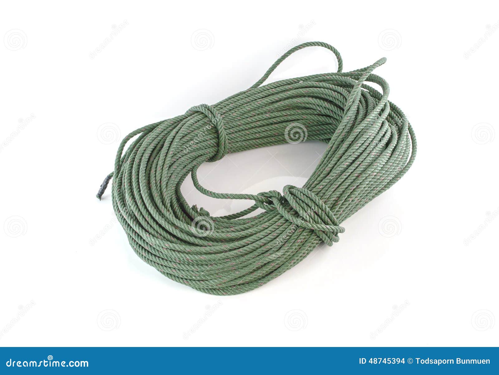 Roll Thick Green Nylon Rope Isolated on White Background Stock Photo -  Image of hitch, connected: 48745394