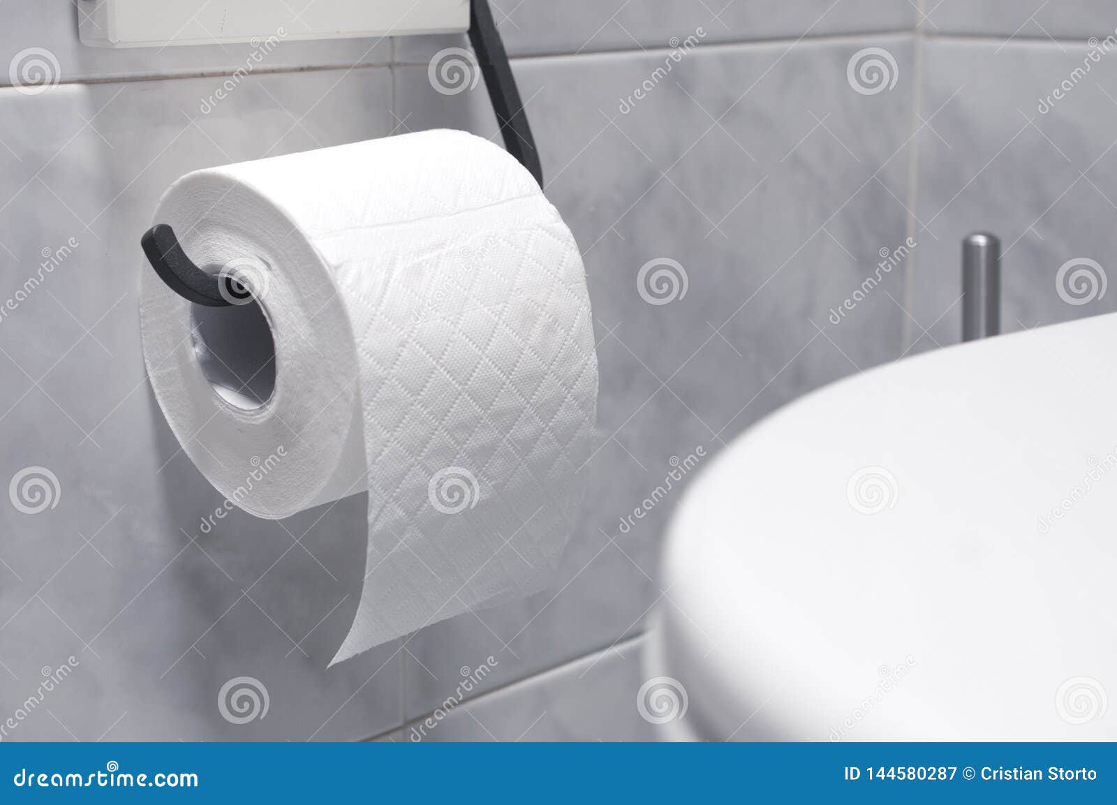 Roll of Toilet Paper in a Tiled Bathroom Stock Image Image of wipe