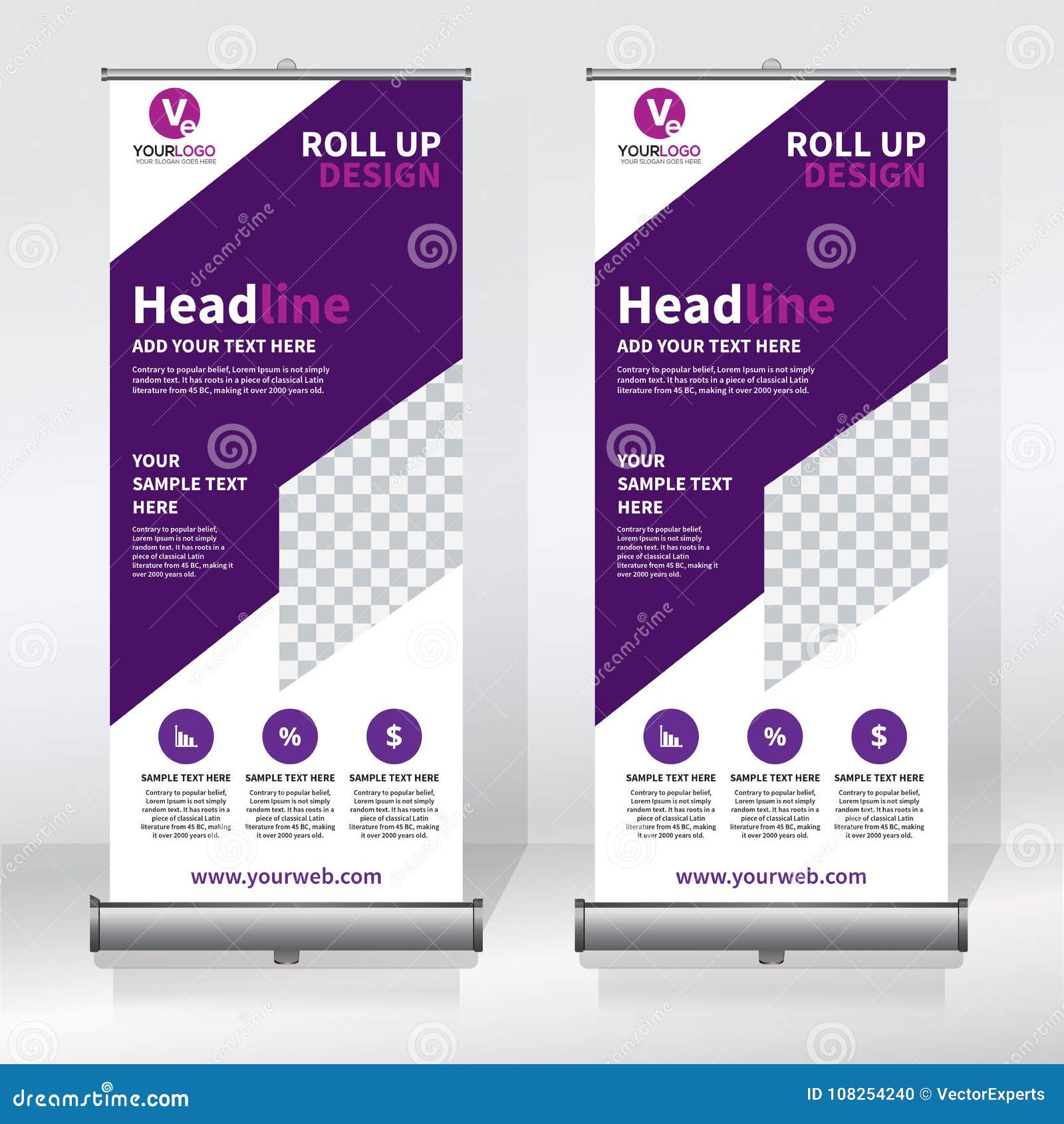 Roll Up Banner Design Template Vertical Abstract Background Pull Up