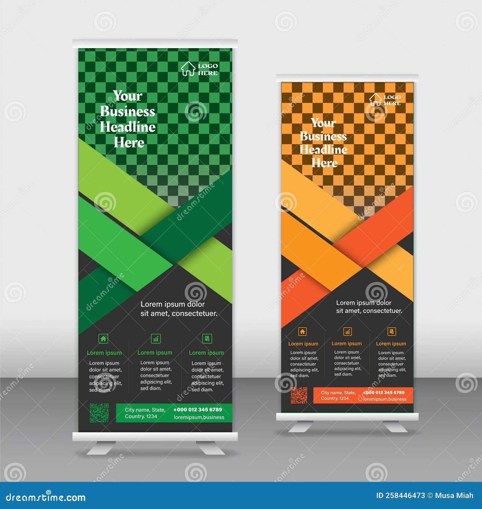 roll-up banner template, real-state roll-up banner, corporate x banner template