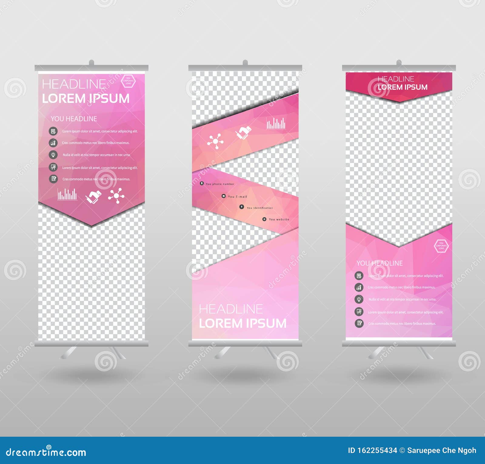 Roll Up Banner Vorlage Und Infografiken Stand Design Werbung Anzeige Business Flyer Polygon Hintergrund Vektor Vektor Abbildung Illustration Von Hintergrund Polygon