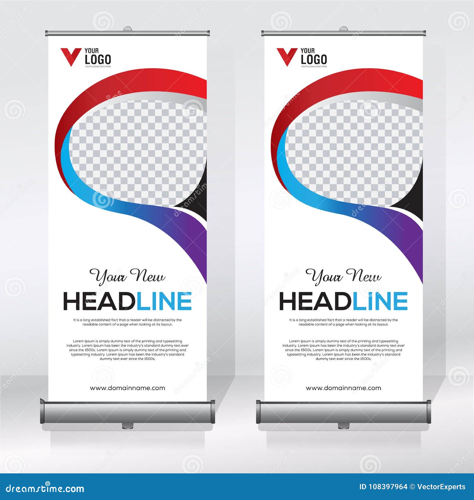 Roll Up Banner Design Template Vertical Abstract Background Pull Up