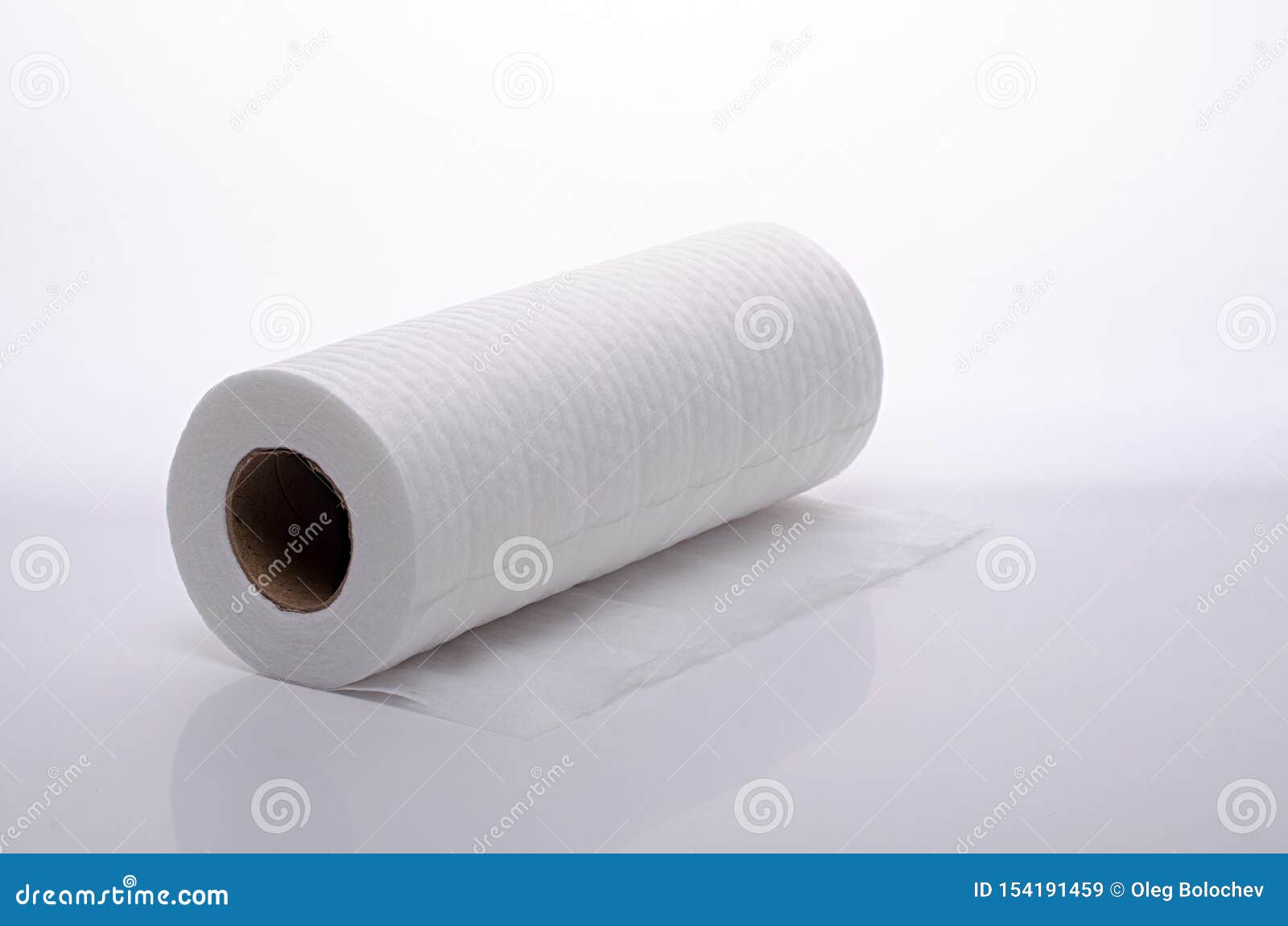 Roll of White Cotton Napkins on White Background, Insulated Stock Image
