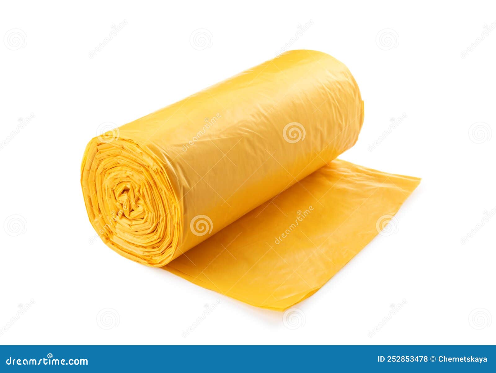 Roll of Yellow Garbage Bags Isolated on White Stock Photo Image of
