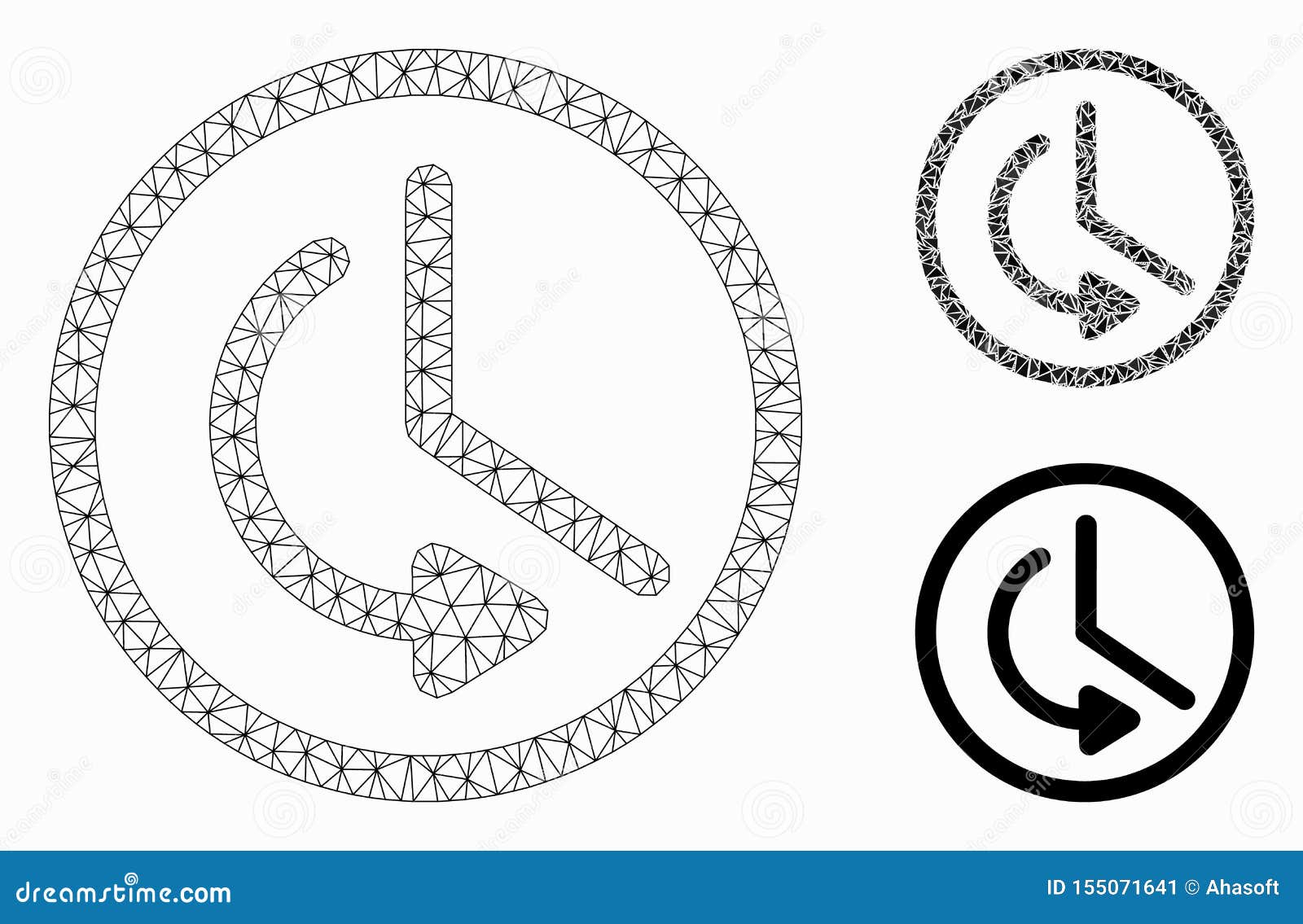 rollback time  mesh carcass model and triangle mosaic icon