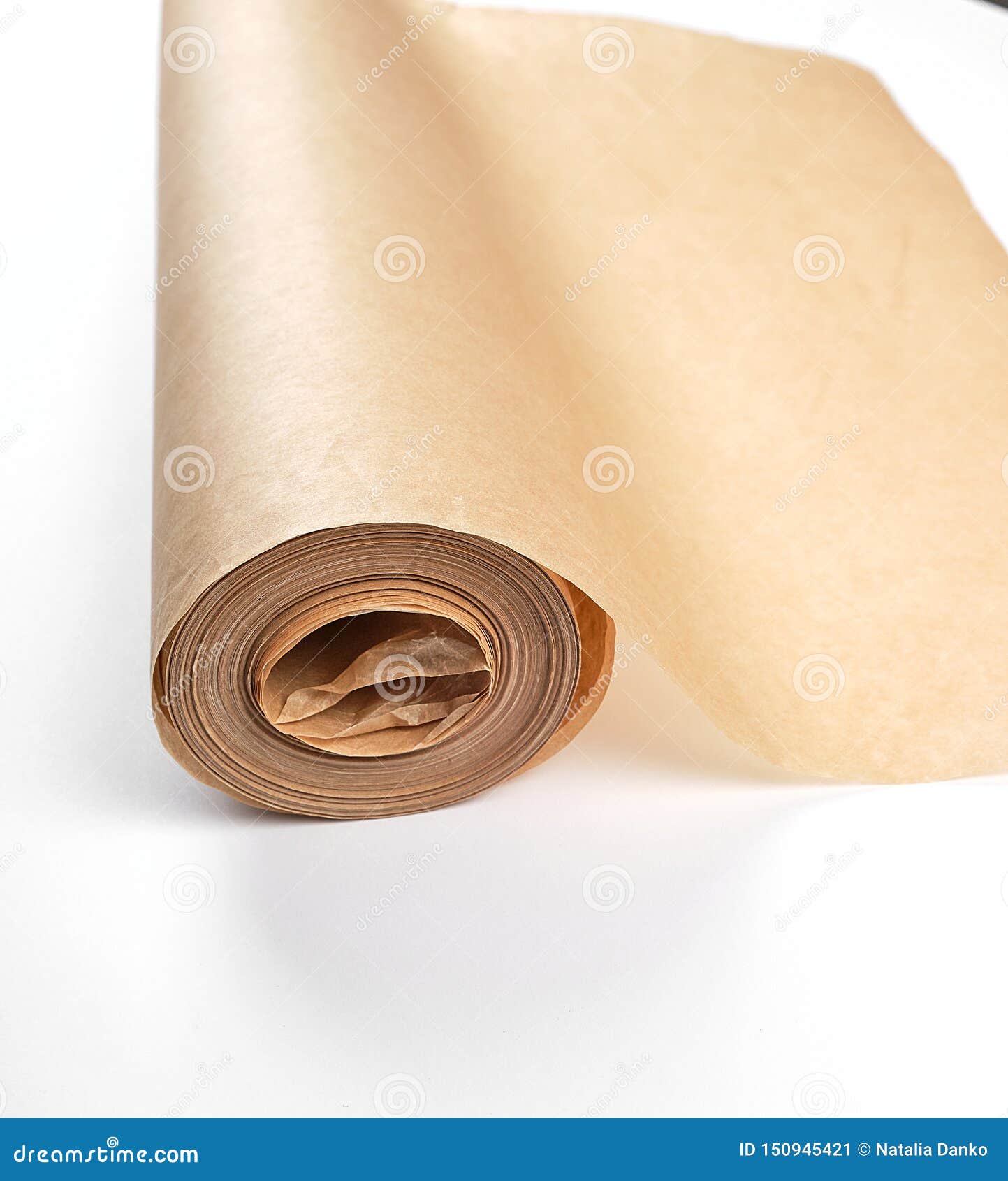 Rolled Brown Parchment Paper Roll for Baking Stock Image - Image