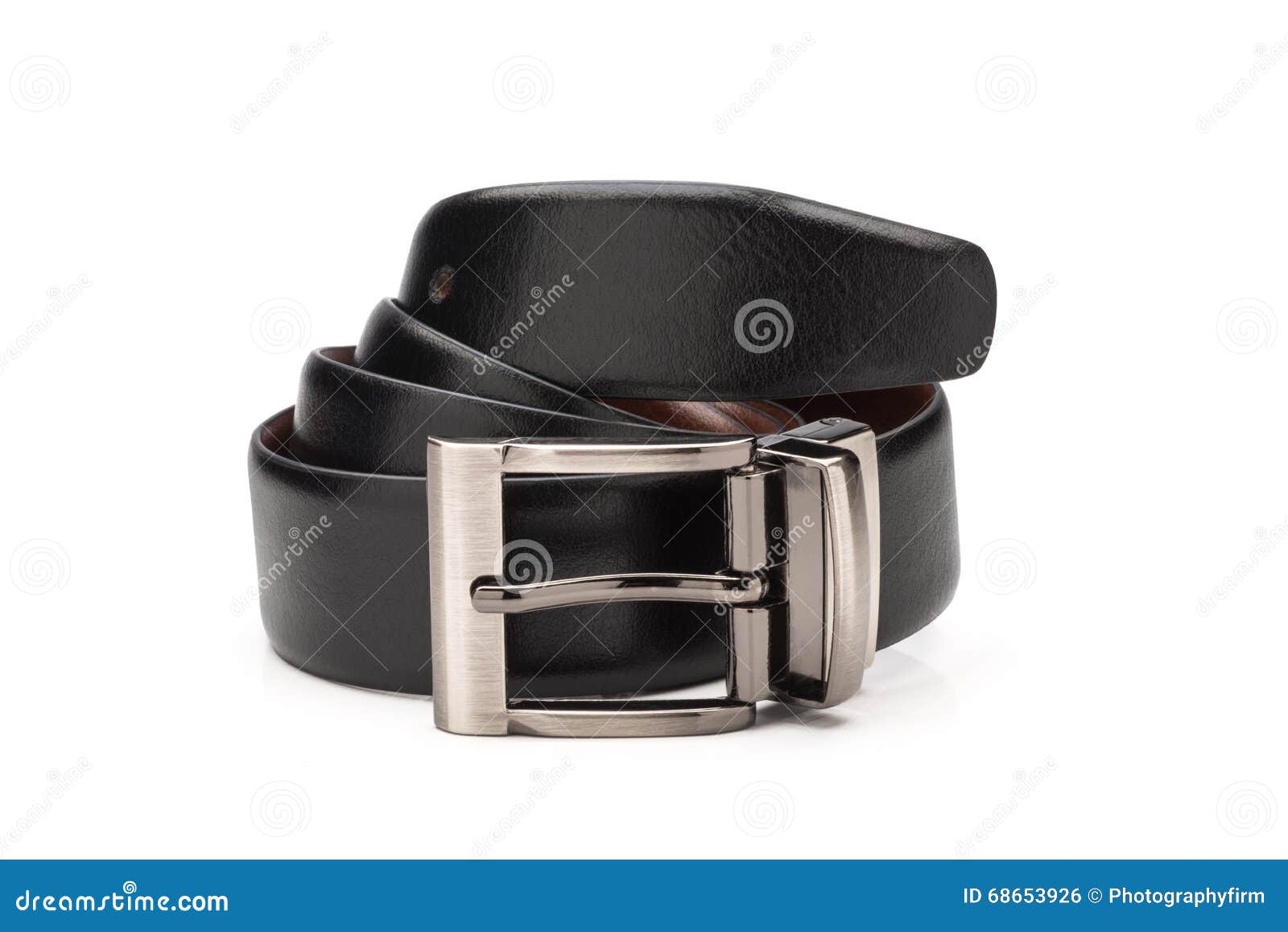 Rolled Glossy Black Faux Leather Belt Stock Photo - Image of metal ...