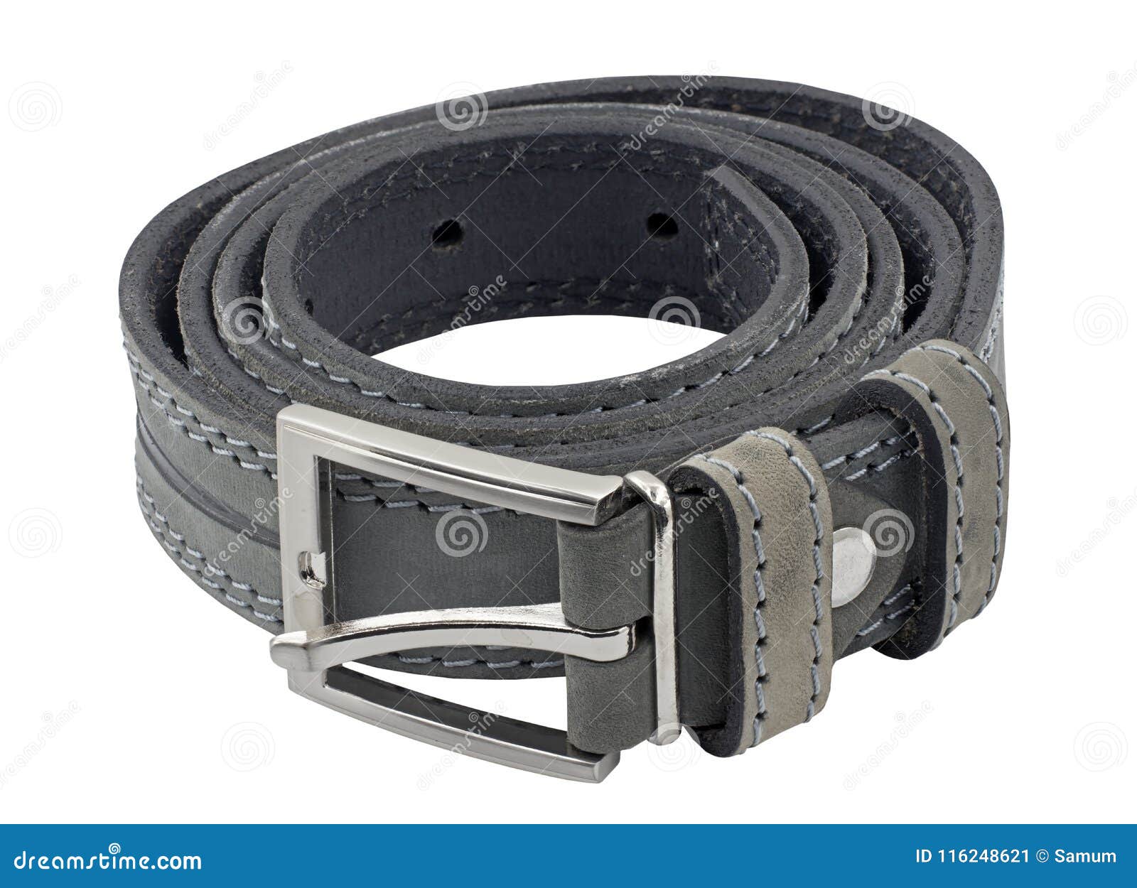 Rolled Mens Leather Belt With Metal Buckle Stock Image - Image of belt, clothing: 116248621
