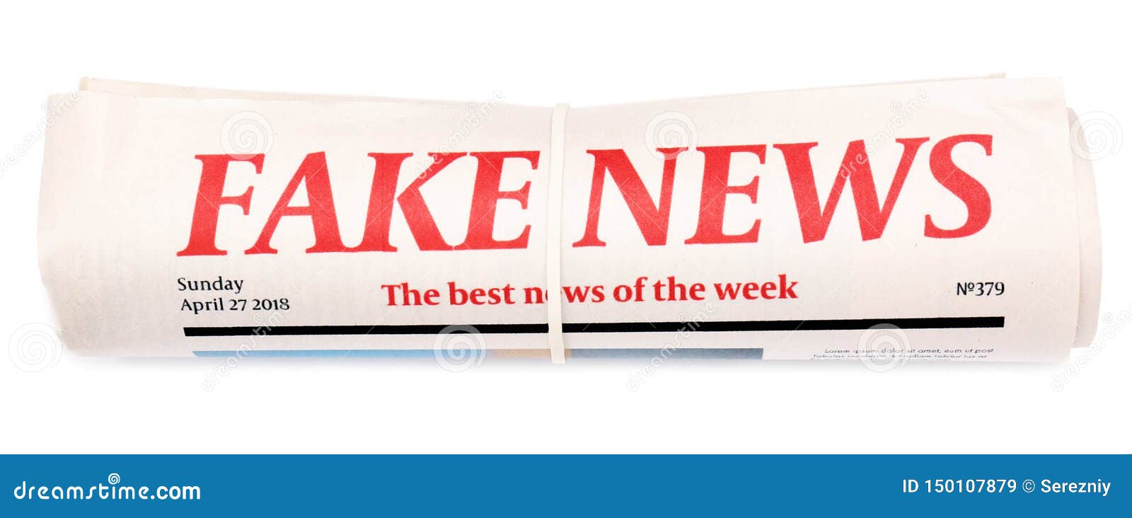 Rolled Newspaper with Headline FAKE NEWS on White Background Stock ...