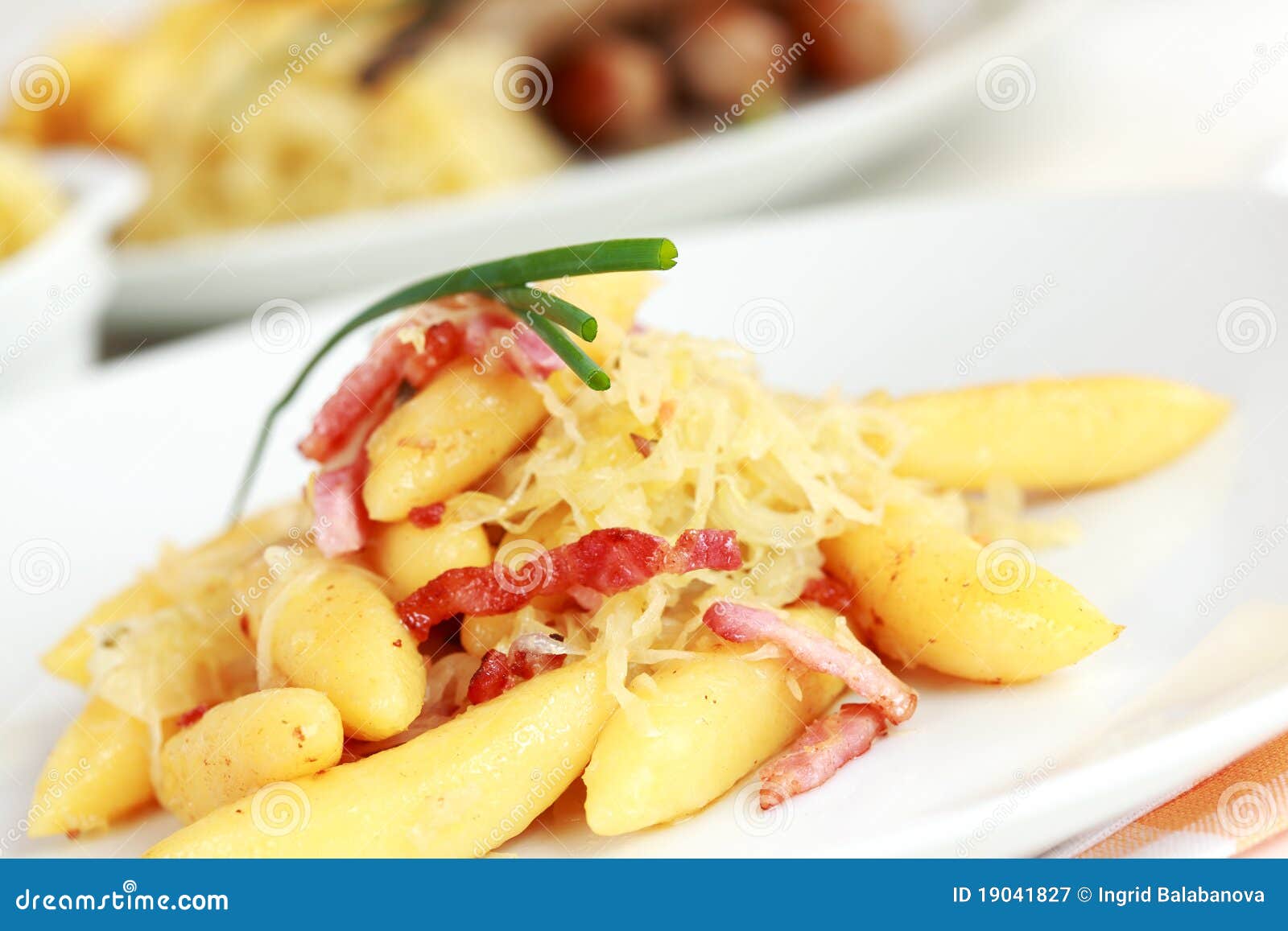 Rolled Noodle with Sour Cabbage and Bacon Stock Image Image of noodle