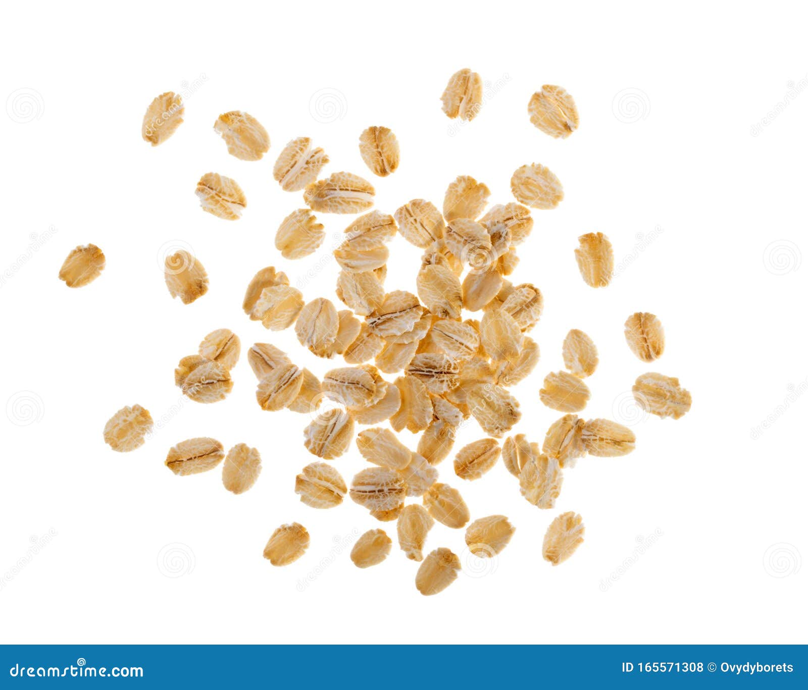 rolled oats, healthy breakfast cereal oat flakes  on white top view