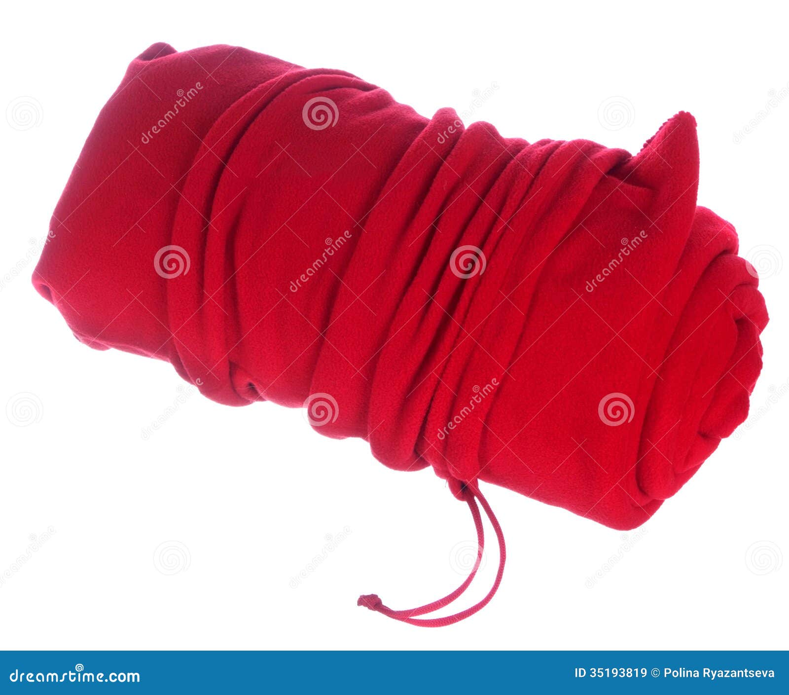 Rolled red blanket in bag stock image. Image of soft 35193819