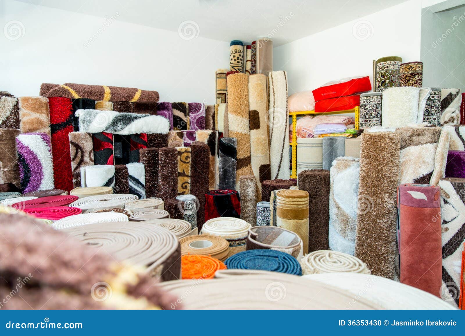 Rolled Rugs Inside a Rug Store Stock Photo Image of object, large