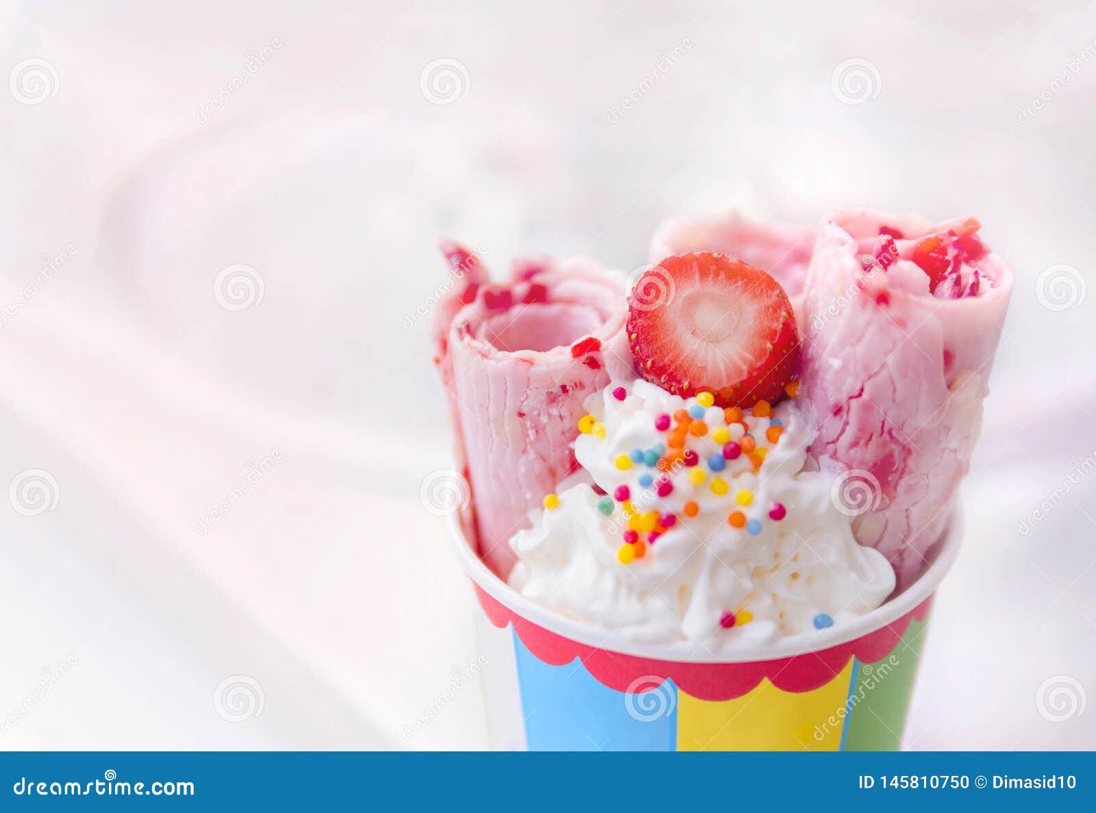 rolled strawberry ice cream, hand made