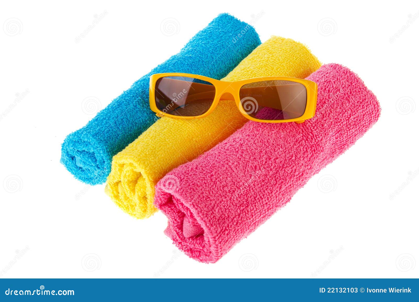 Rolled Towels with Sunglasses Stock Image Image of pink, textile