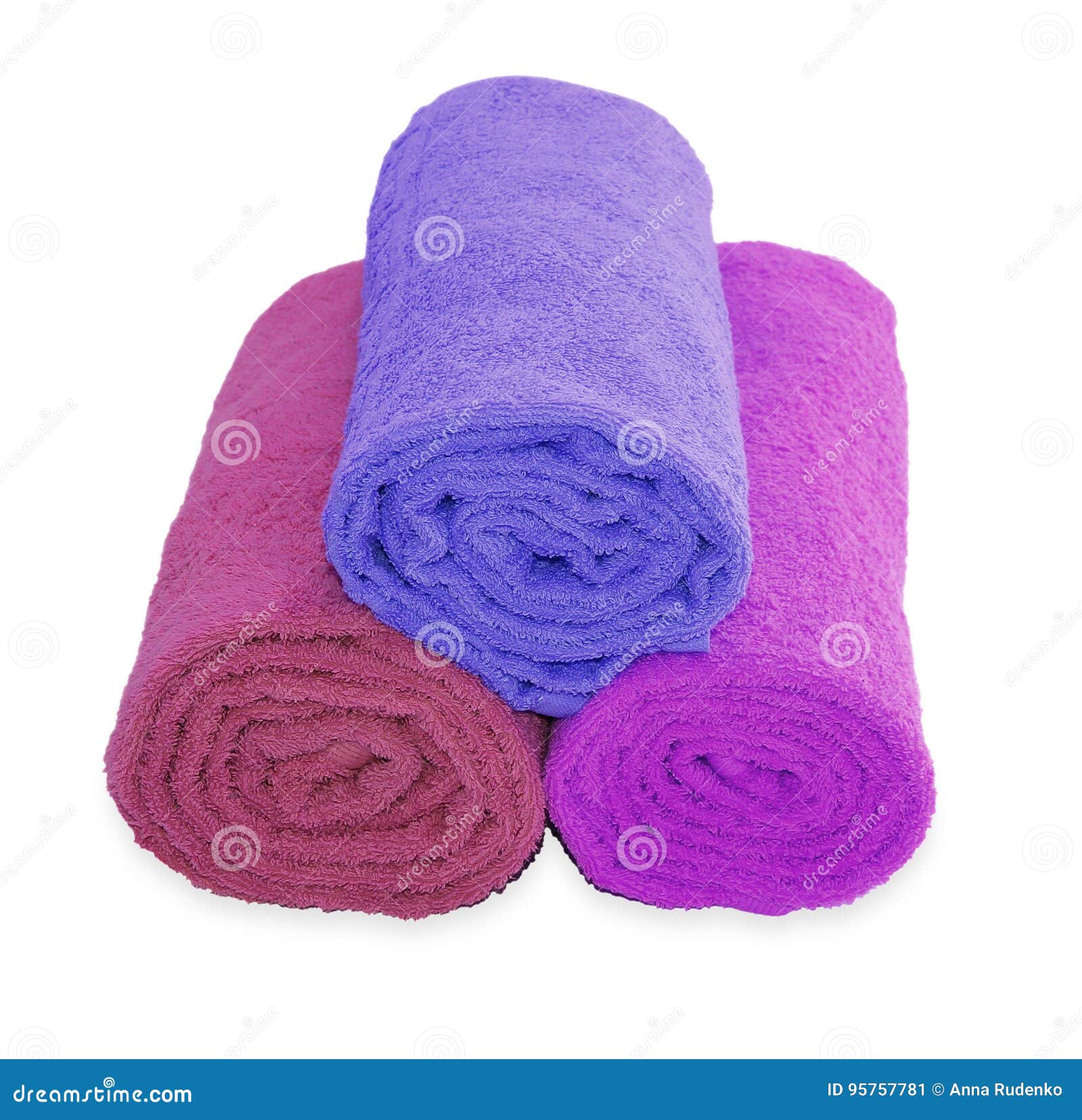 rolled up beach towel on white background