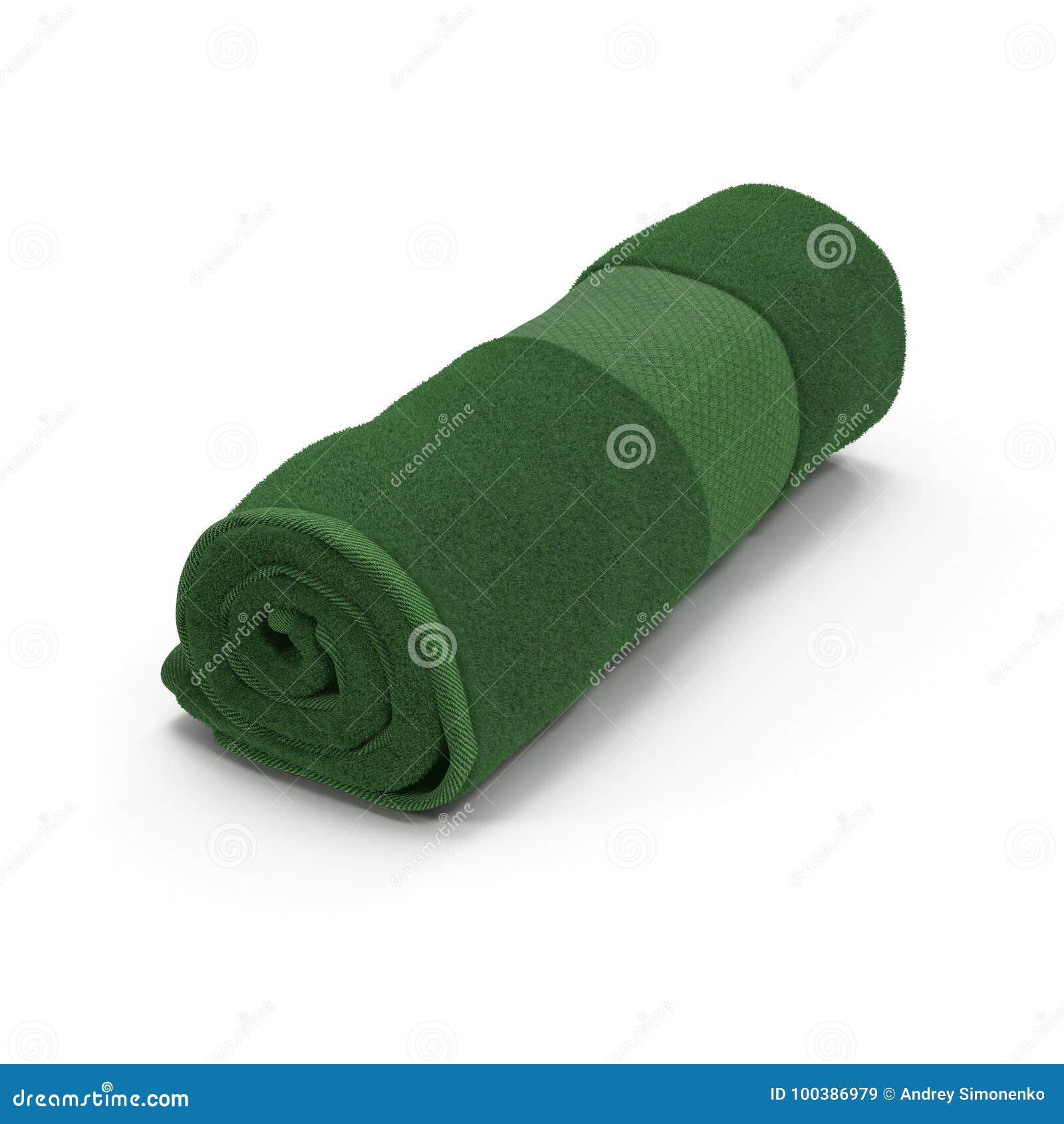 Download Rolled Up Green Towel Isolated On White. 3D Illustration ...