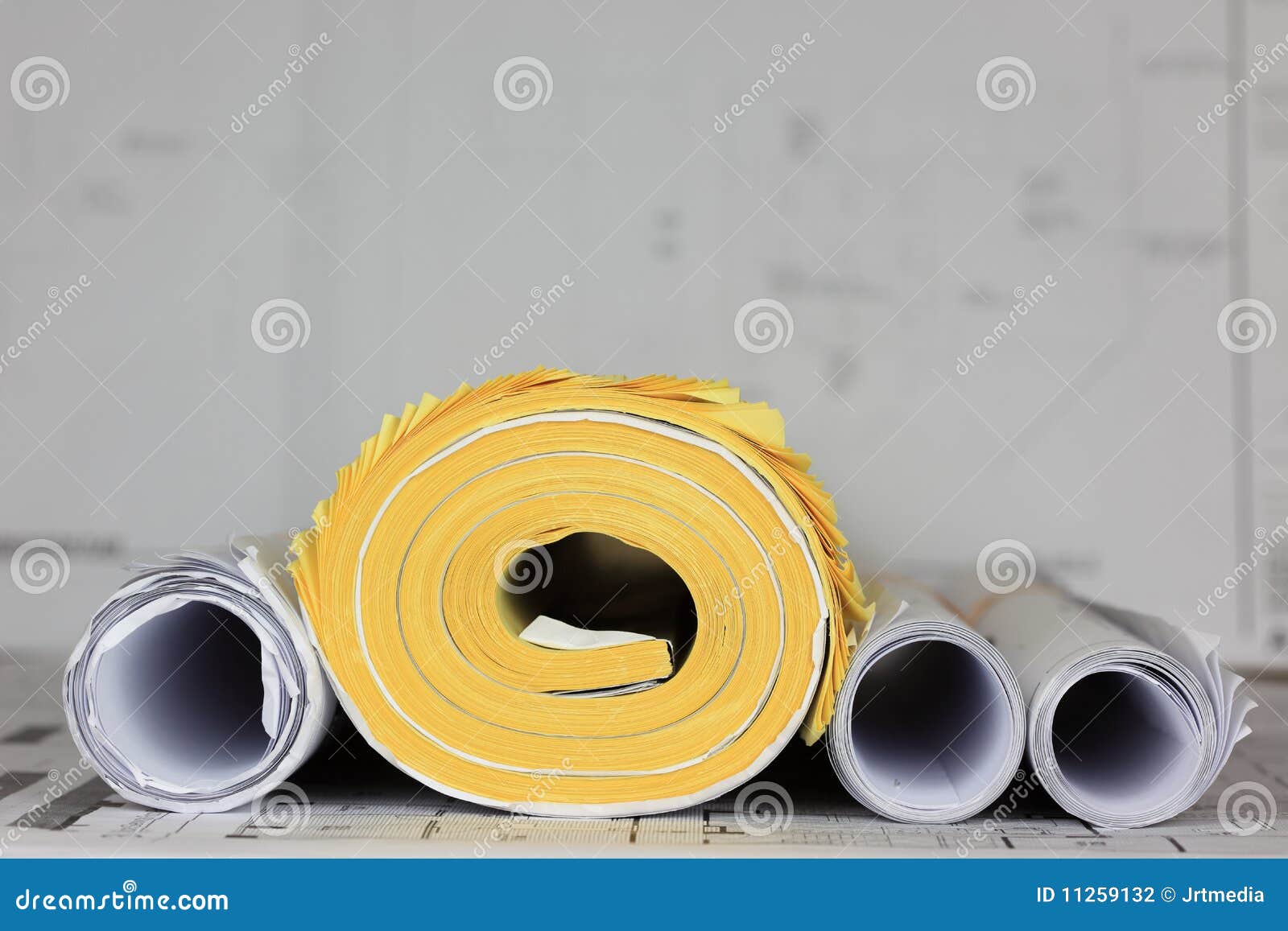 Rolled Up Plans stock photo. Image of white, background - 11259132