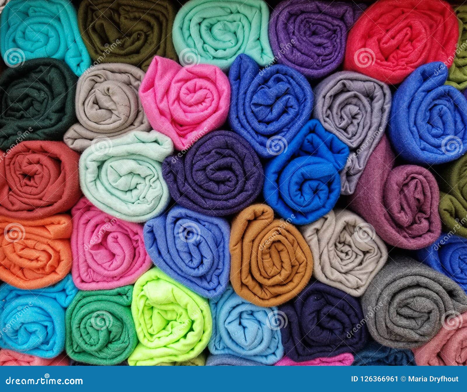 colorful rolled t-shirts 