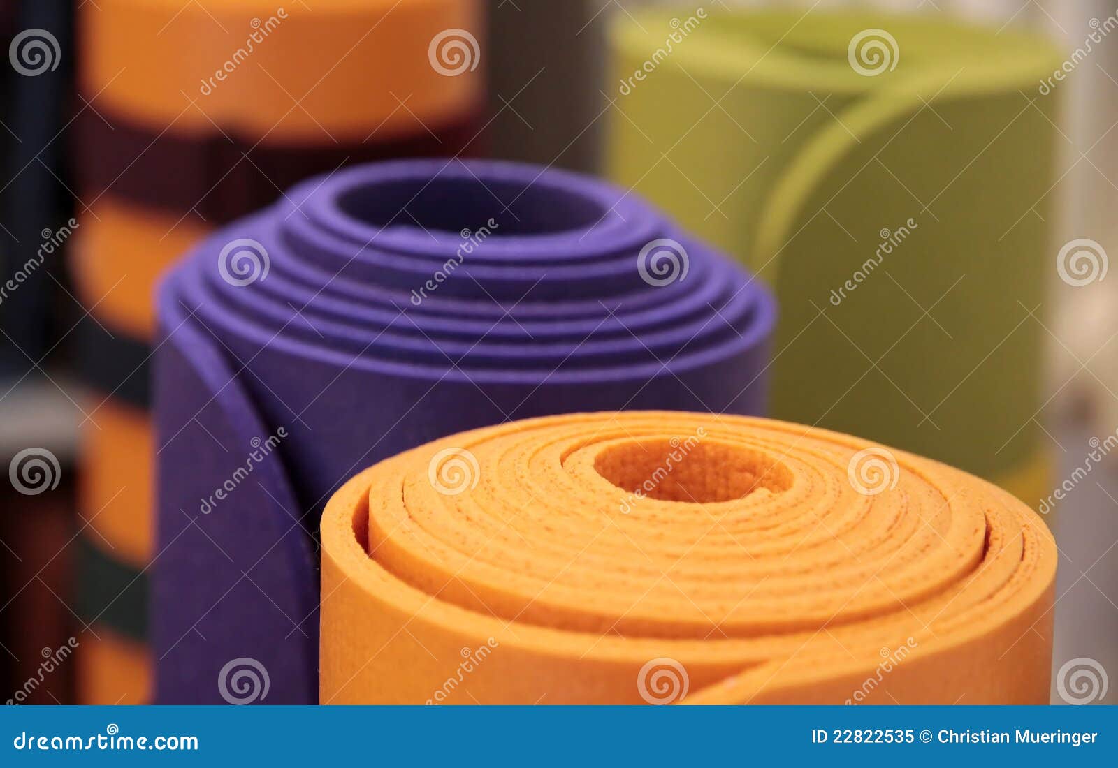 Rolled-up yoga mats stock image. Image of rolled, close - 22822535