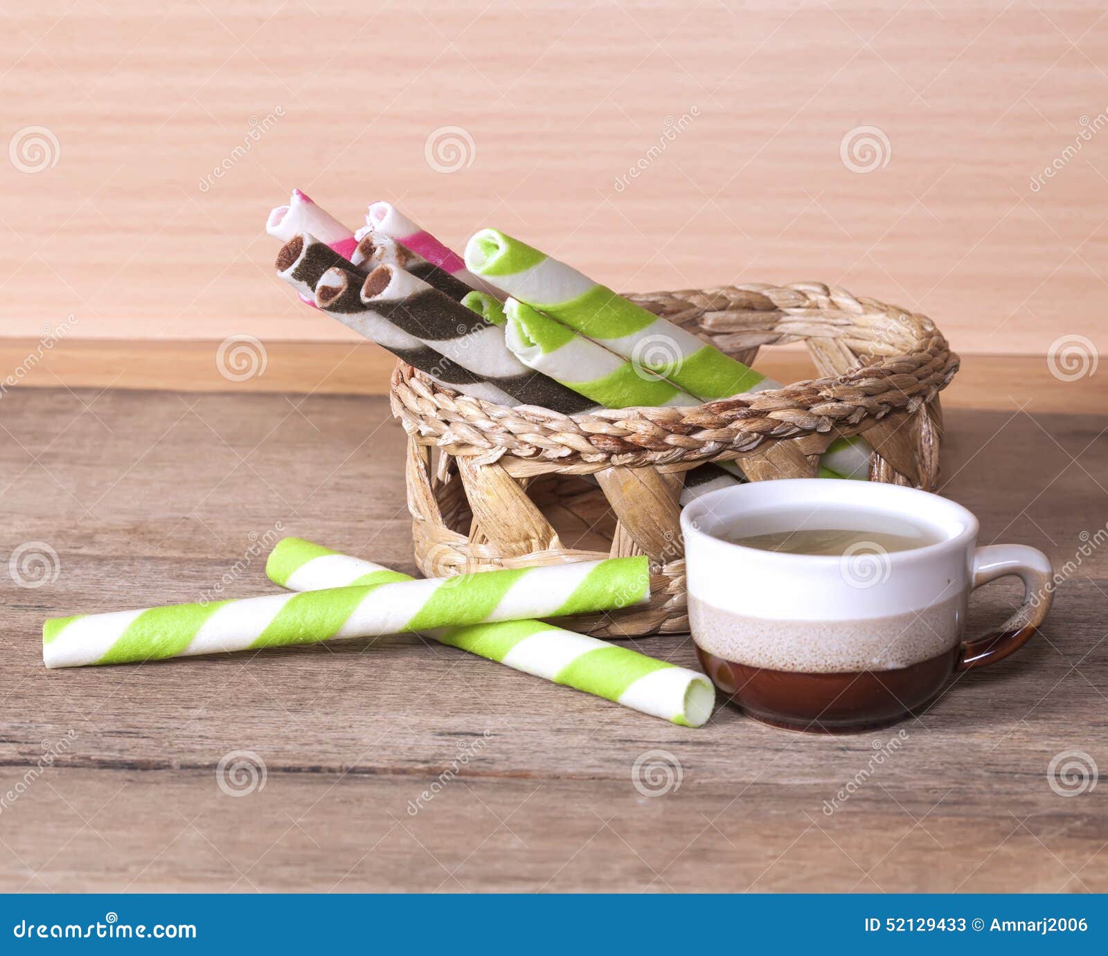 Rolled Wafer Cookies stock image. Image of snack, chocolate 52129433