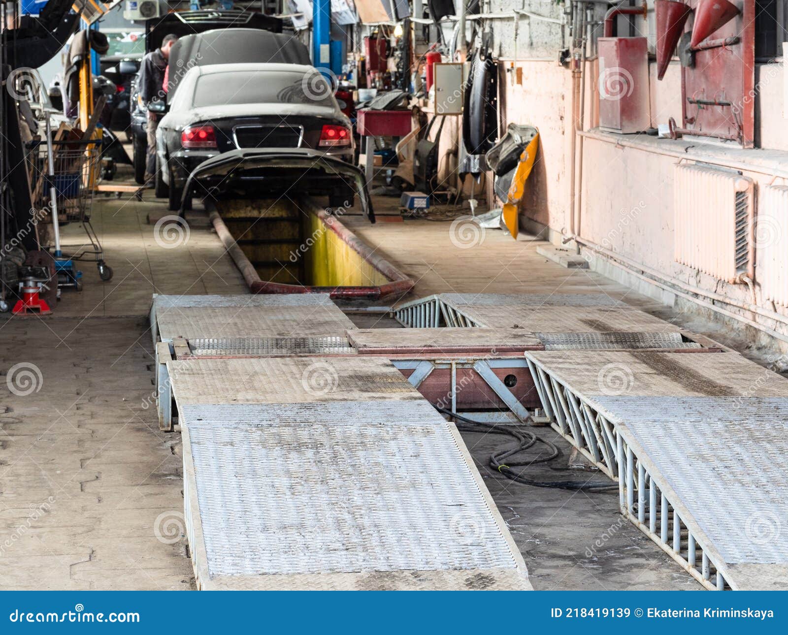 Roller Brake Tester Stand in Old Car Stock Image Image of