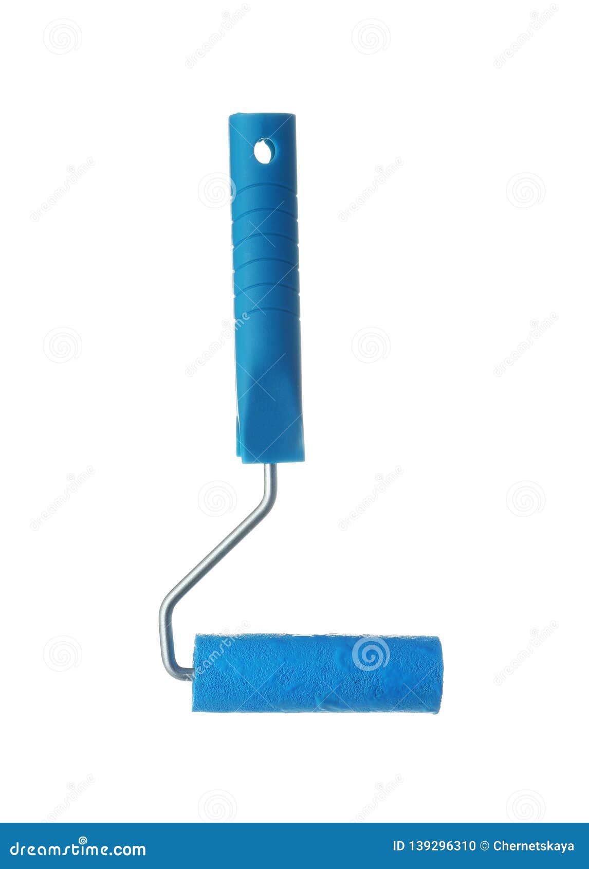 Roller Brush with Blue Paint Stock Photo Image of paintwork, paint