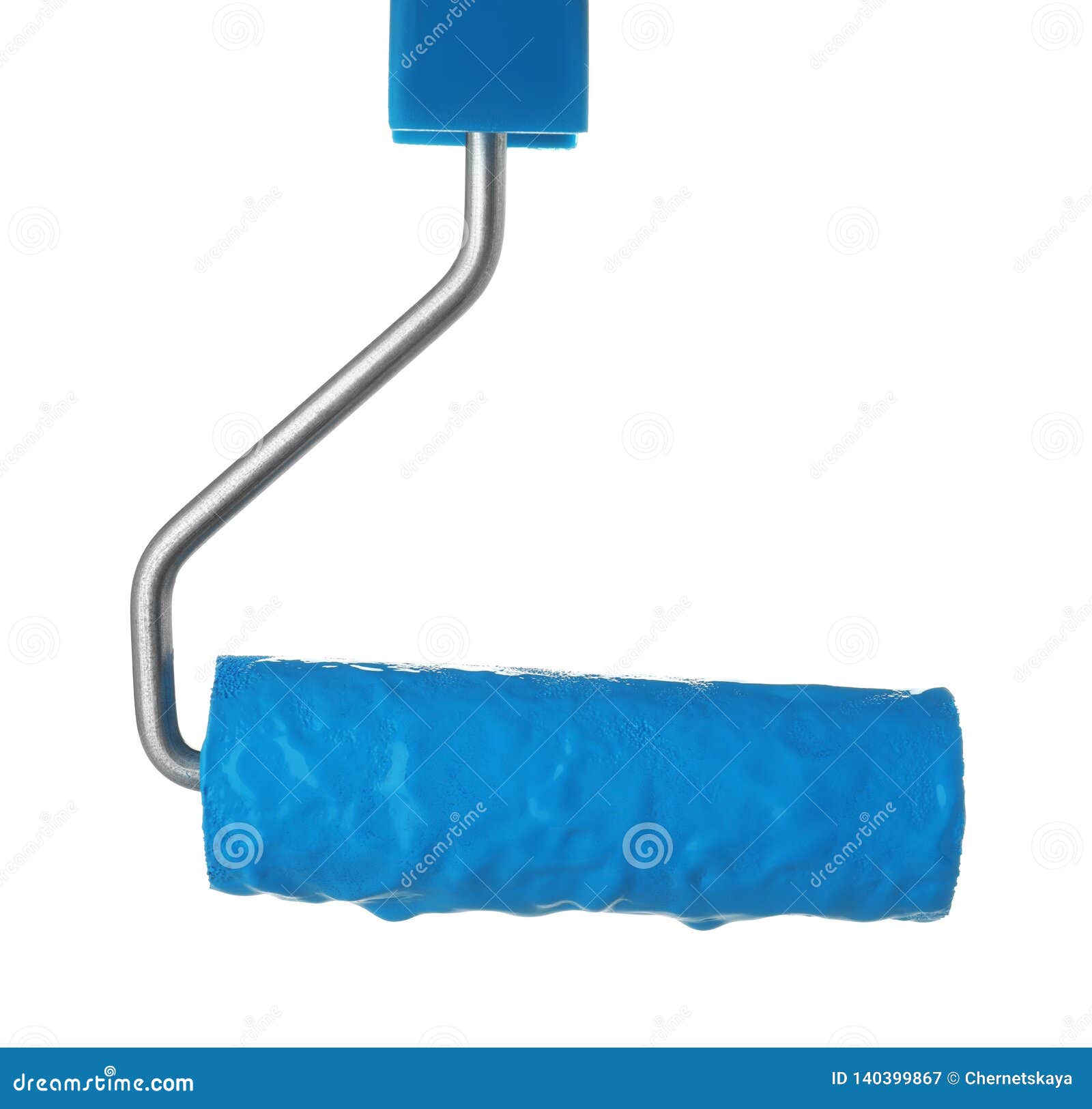 Roller Brush with Blue Paint Stock Image Image of brushes, decor