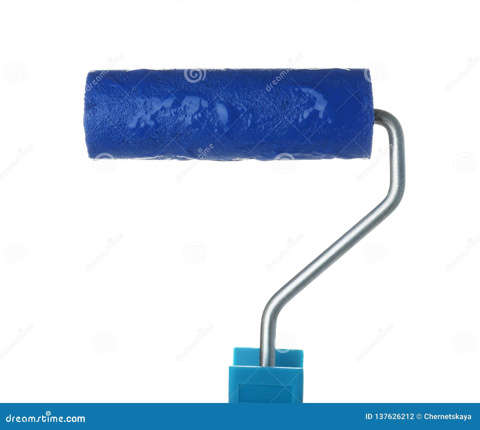 Roller Brush with Blue Paint Stock Photo Image of paint