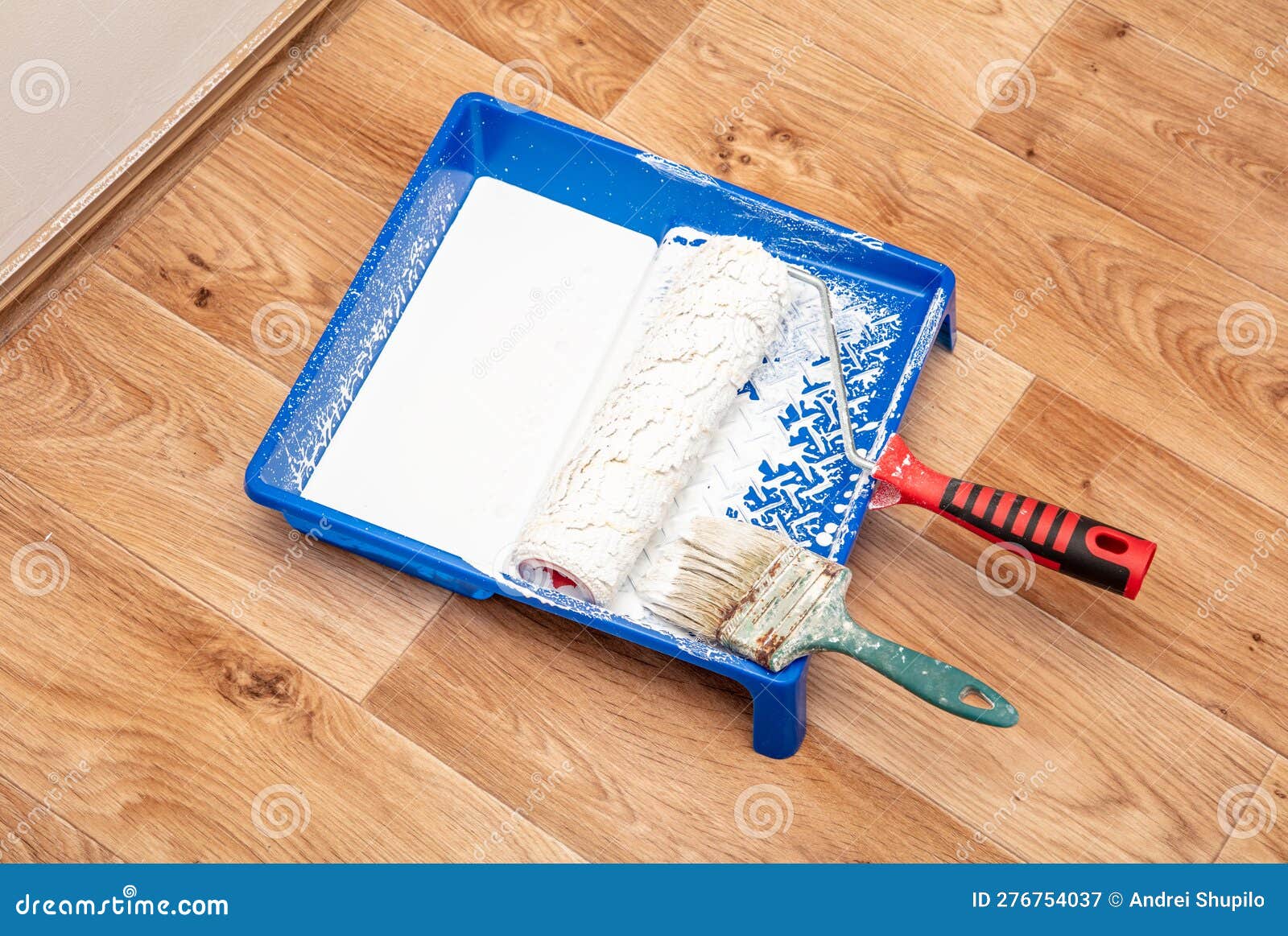 Roller and Brush for Painting Walls Stock Image Image of brush